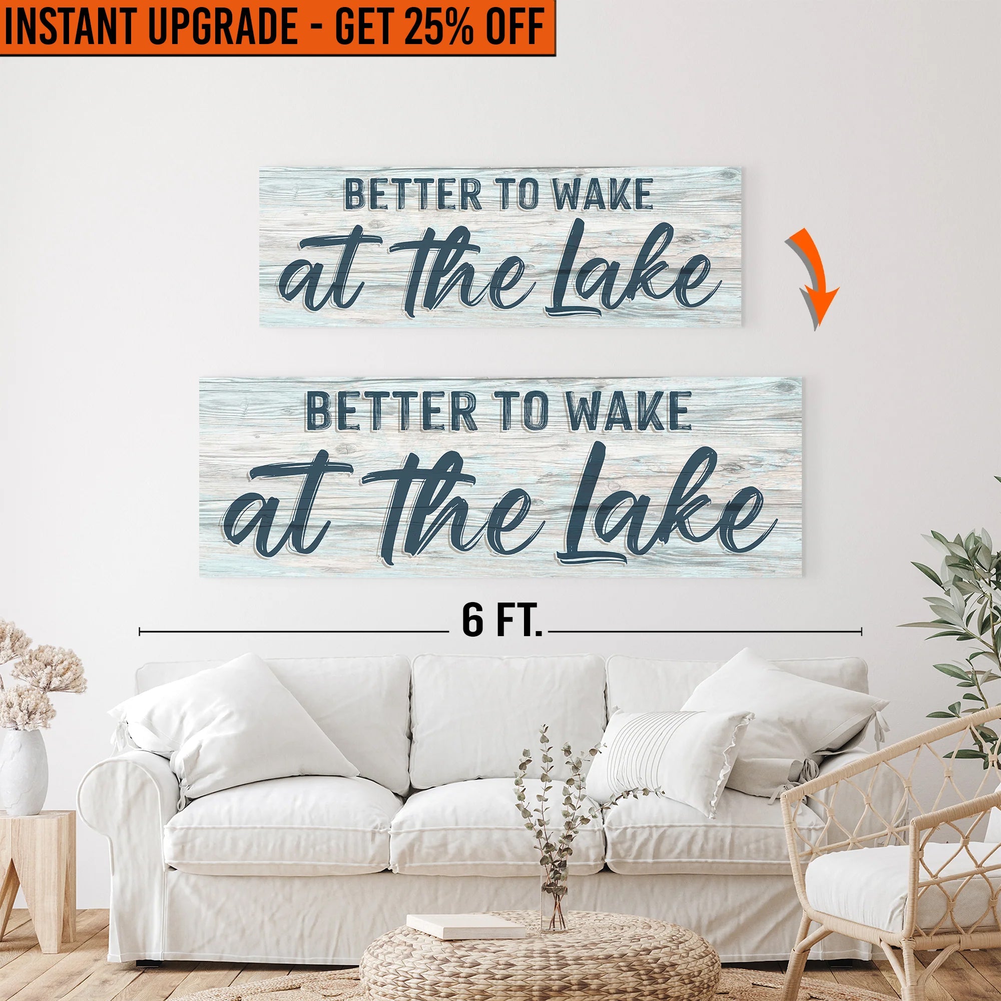 Upgrade Your 48x16 Inches 'Better To Wake At The Lake' To 60x20 Inches Canvas on sale at MyriadMart