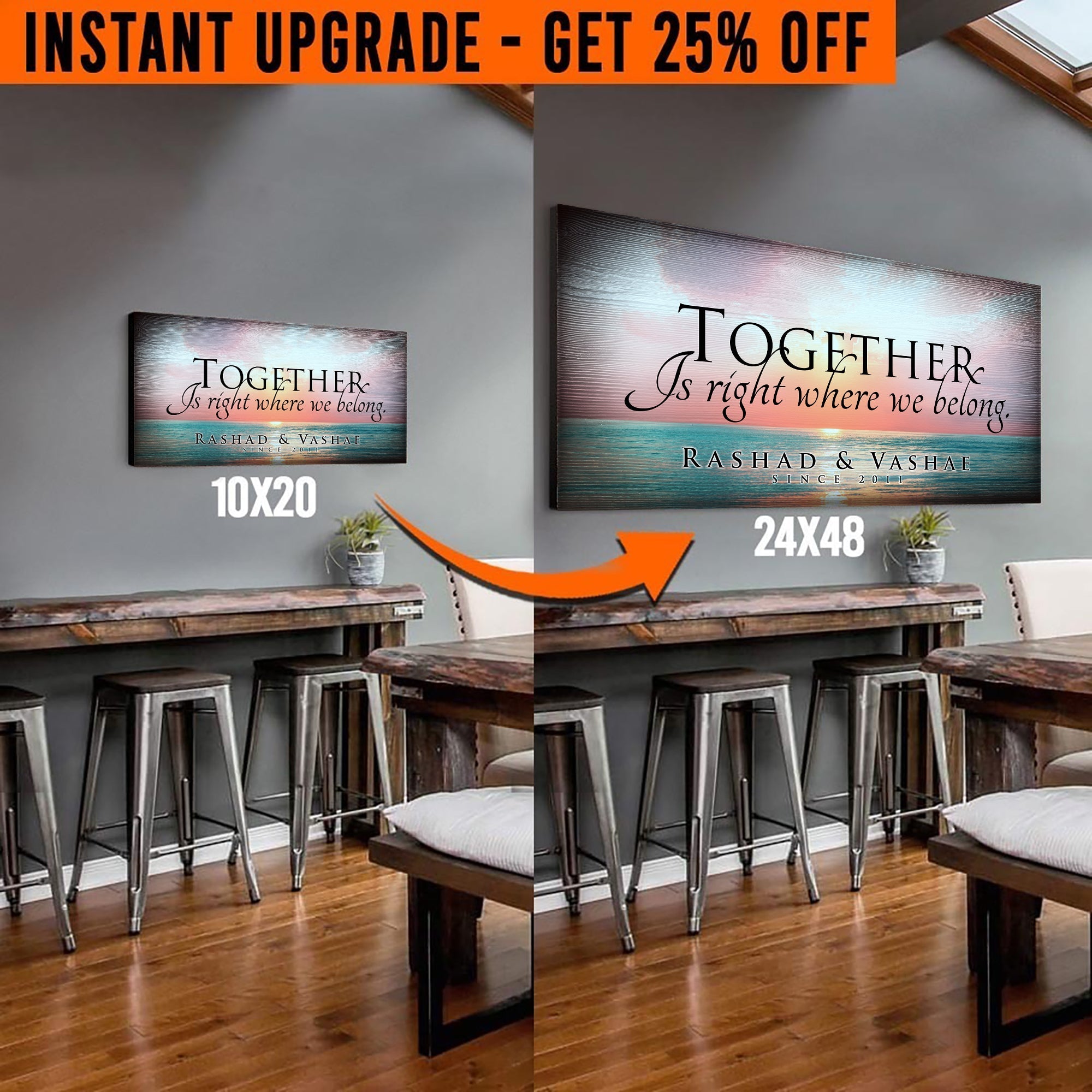 Upgrade Your 20x10 Inches 'Together' Style 1 Canvas To 24x48 Inches on sale at MyriadMart