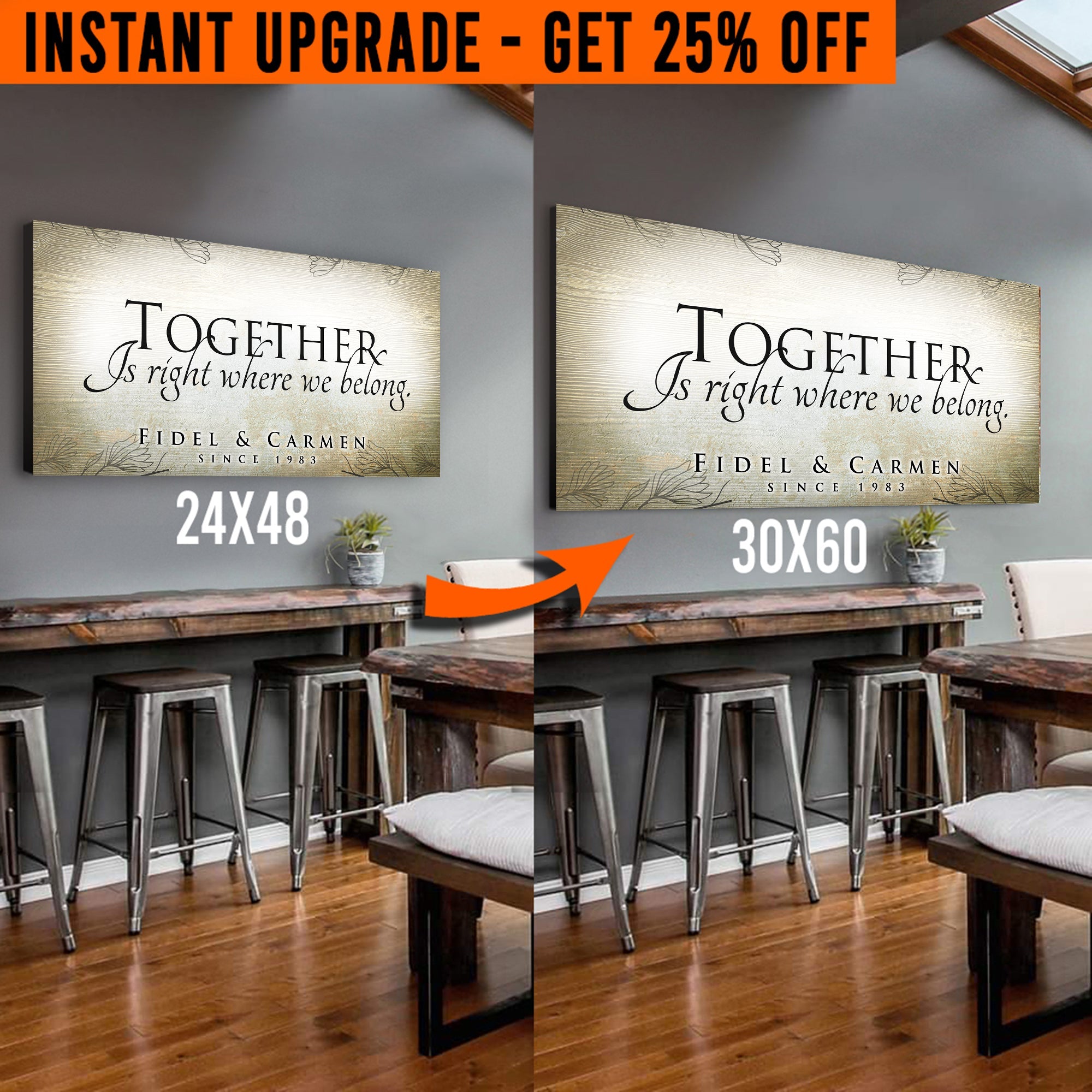 Upgrade Your 24x48 Inches 'Together' Style 3 Canvas To 60x30 Inches on sale at MyriadMart