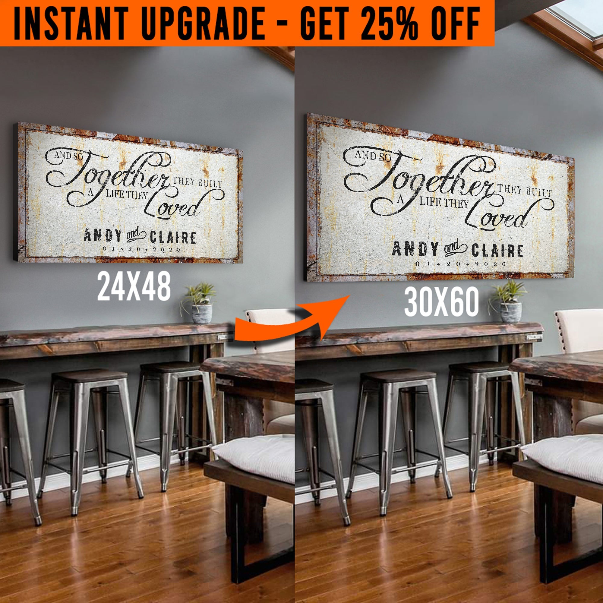Upgrade Your 24x48 Inches 'Together' Style 1 Canvas To 60x30 Inches on sale at MyriadMart