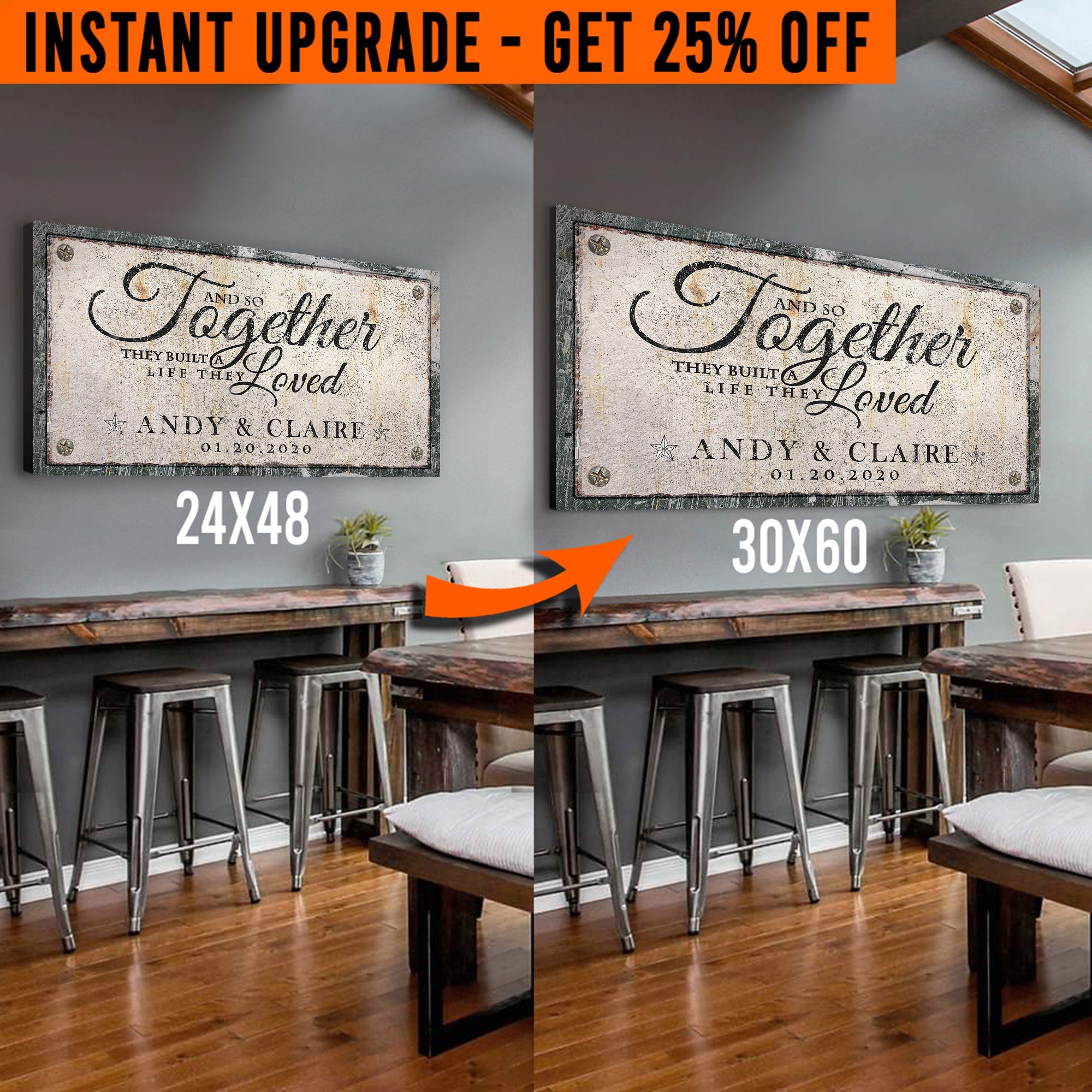 Upgrade Your 24x48 Inches 'Together' Style 2 Canvas To 60x30 Inches on sale at MyriadMart