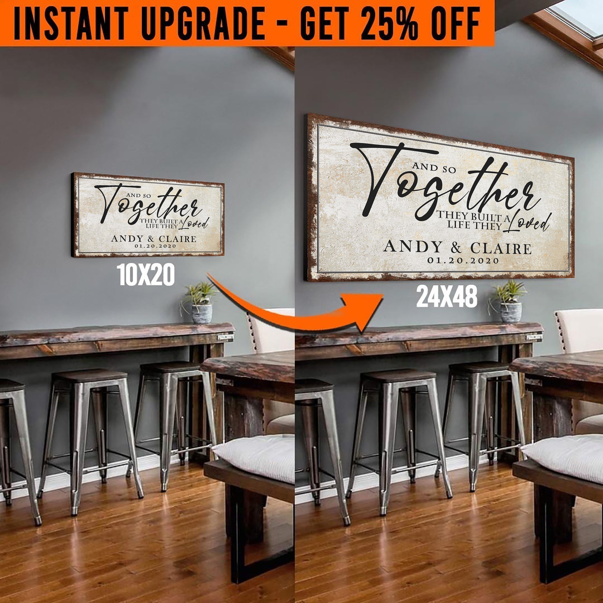 Upgrade Your 20x10 Inches 'Together' Style 3 Canvas To 24x48 Inches on sale at MyriadMart