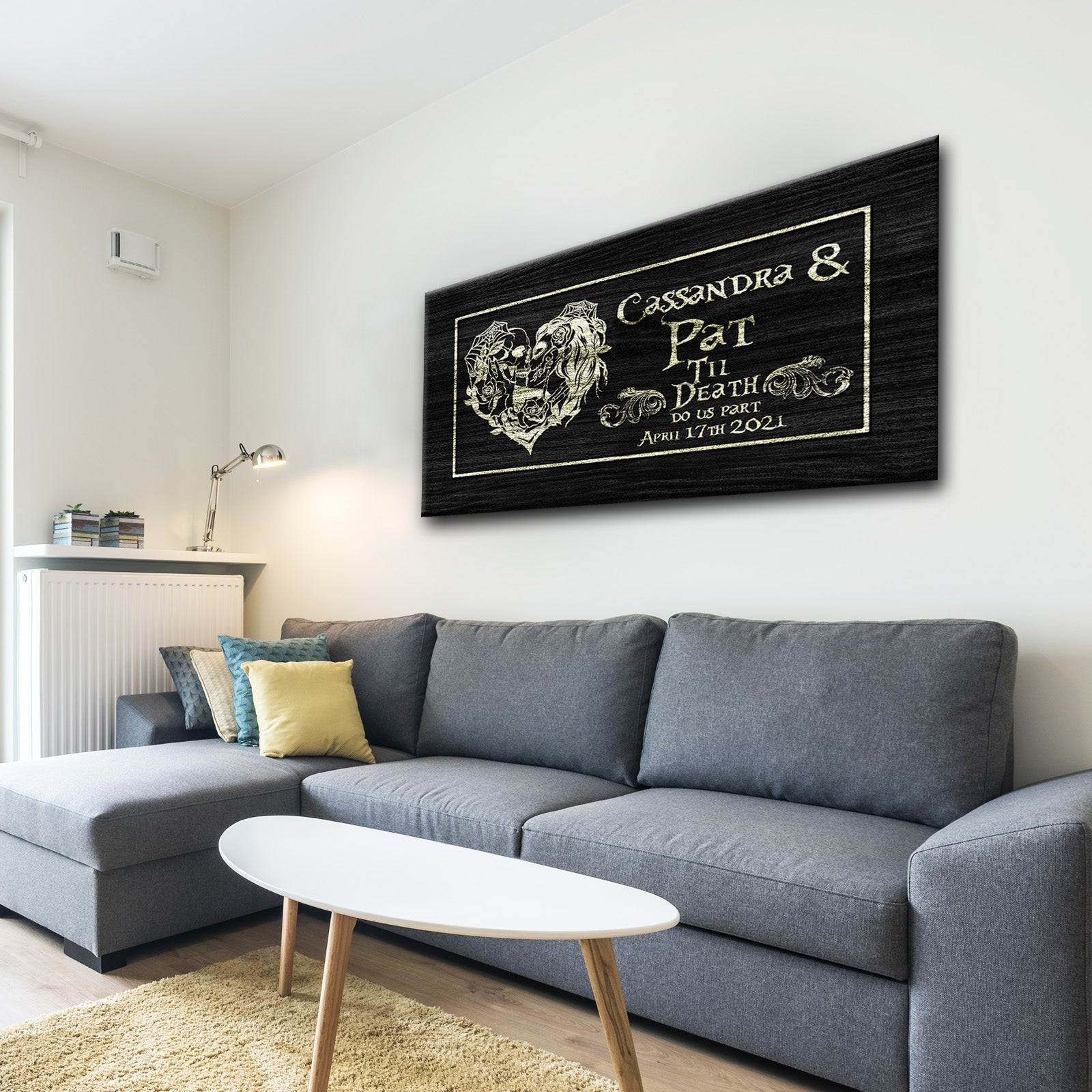 Till Death Do Us Part Personalized Skull Couple Sign - Unique Gothic Decor Art For Home & Living Room on sale at MyriadMart