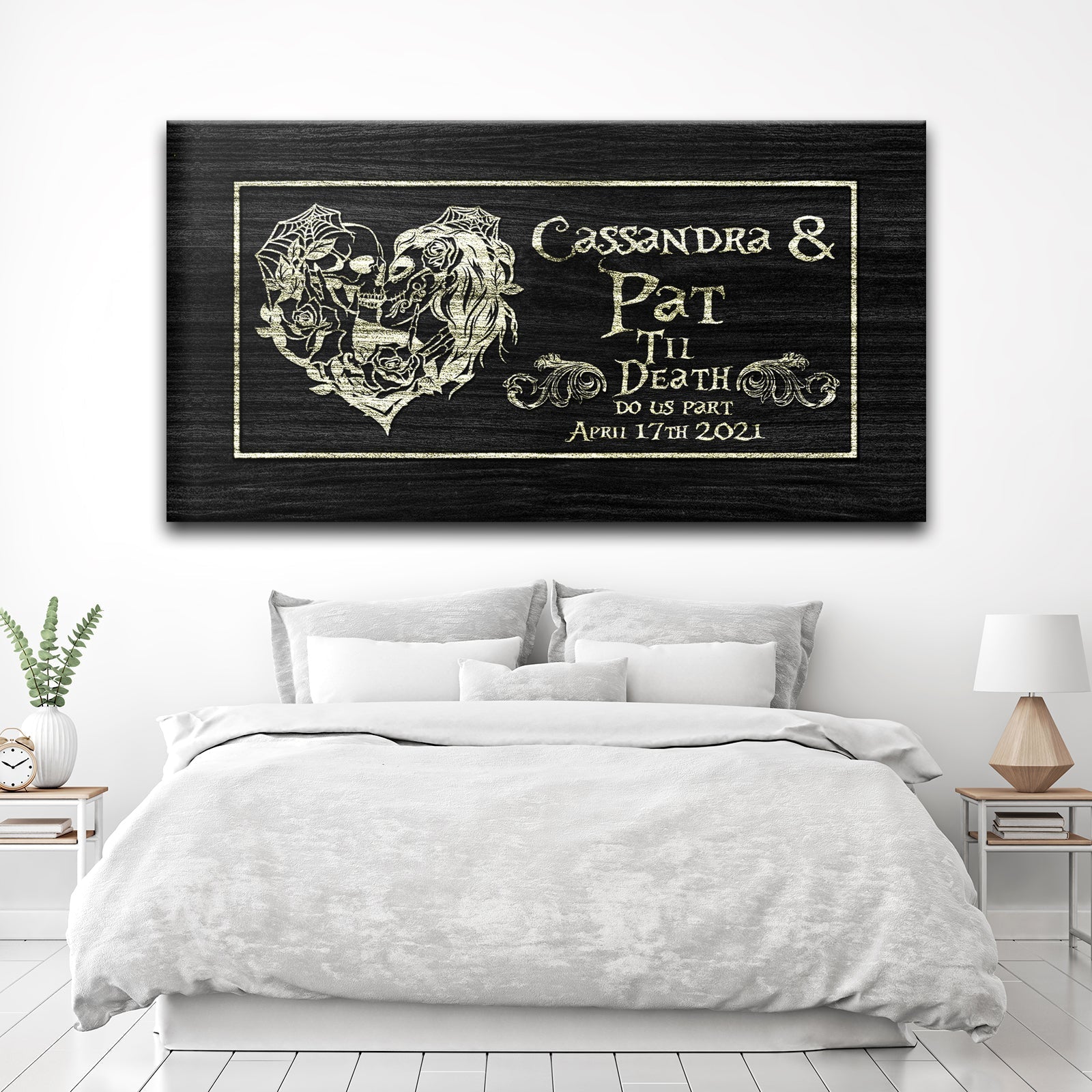 Till Death Do Us Part Personalized Skull Couple Sign - Unique Gothic Decor Art For Home & Living Room on sale at MyriadMart