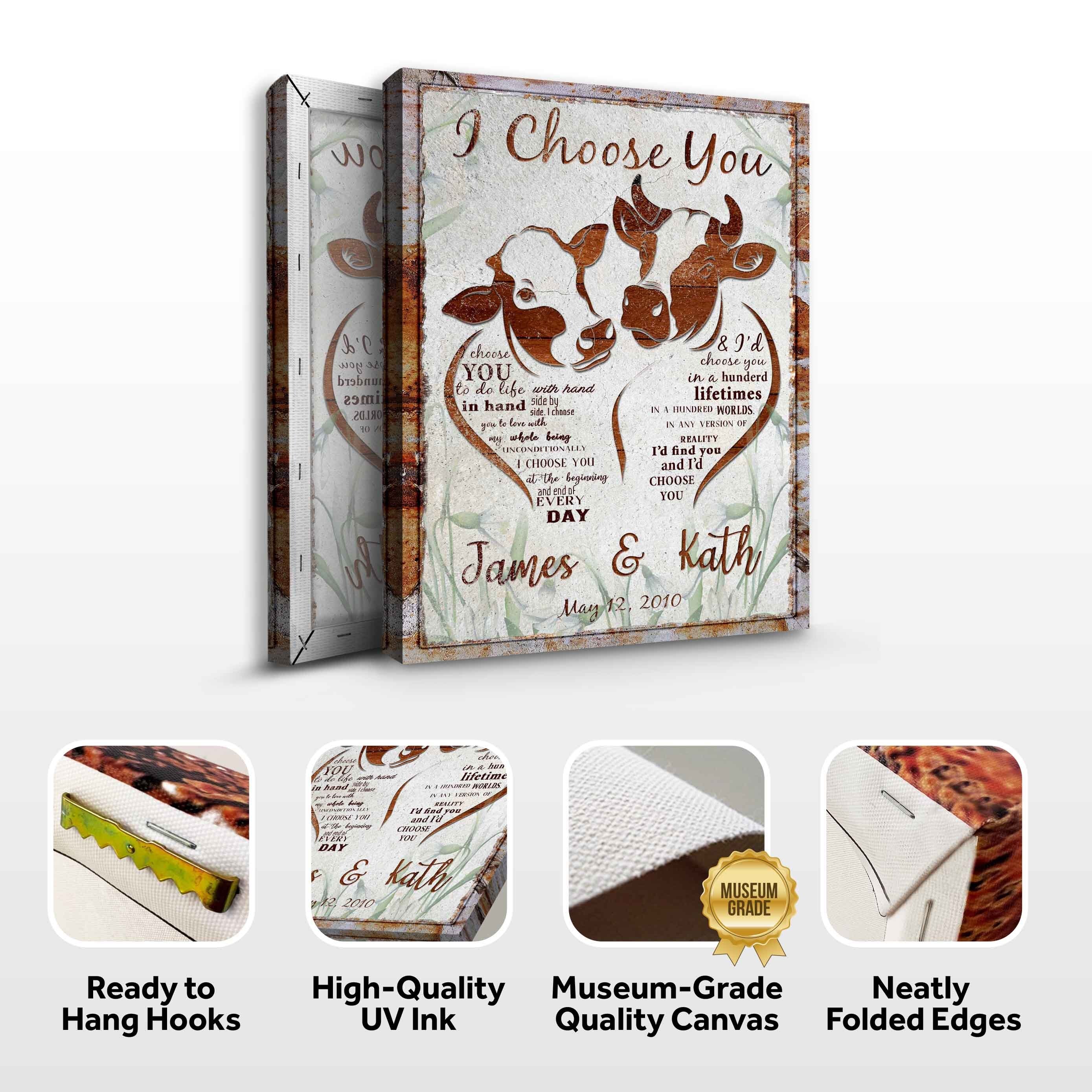 I Choose You Cow Couple Sign on sale at MyriadMart