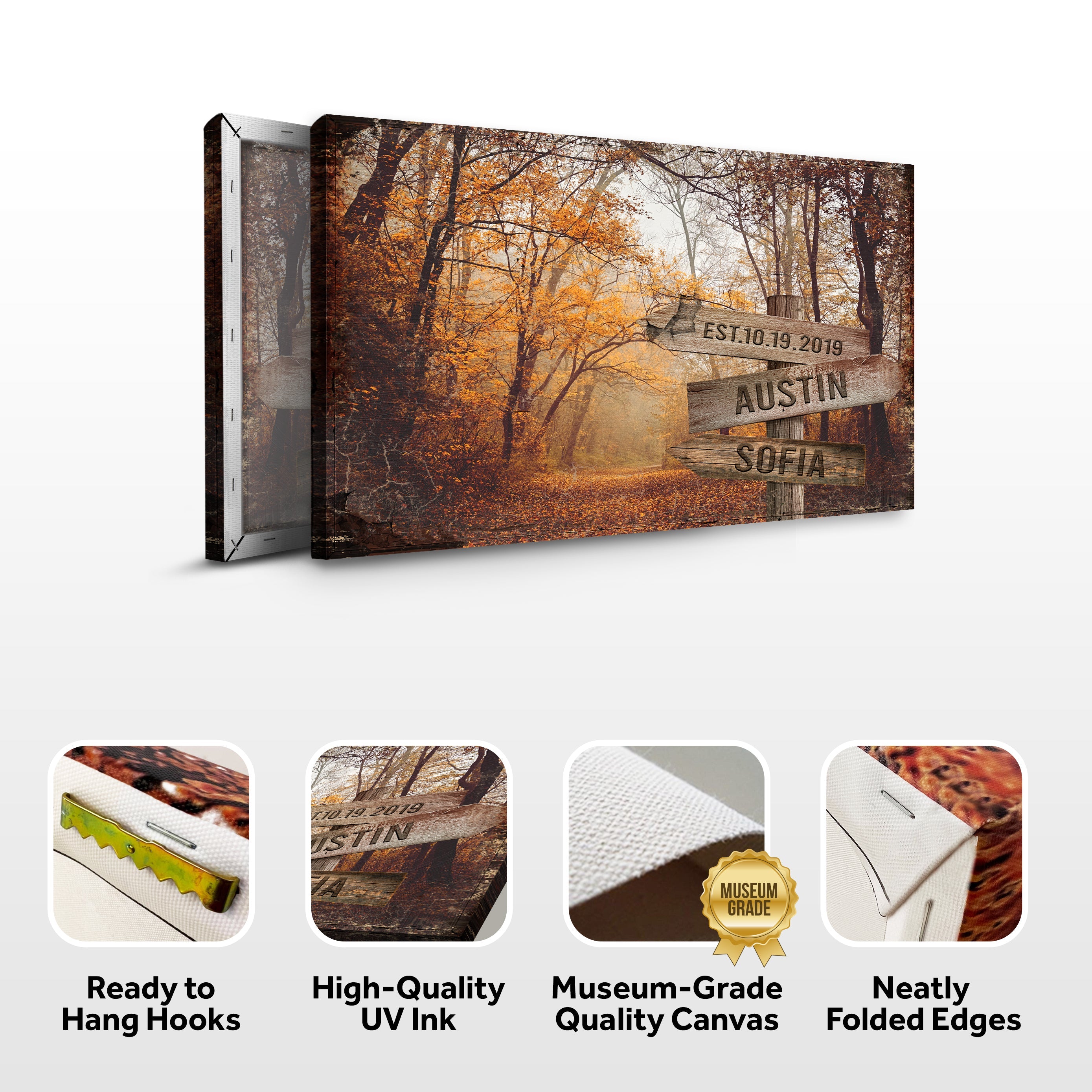Autumn Road Couple Name Sign on sale at MyriadMart