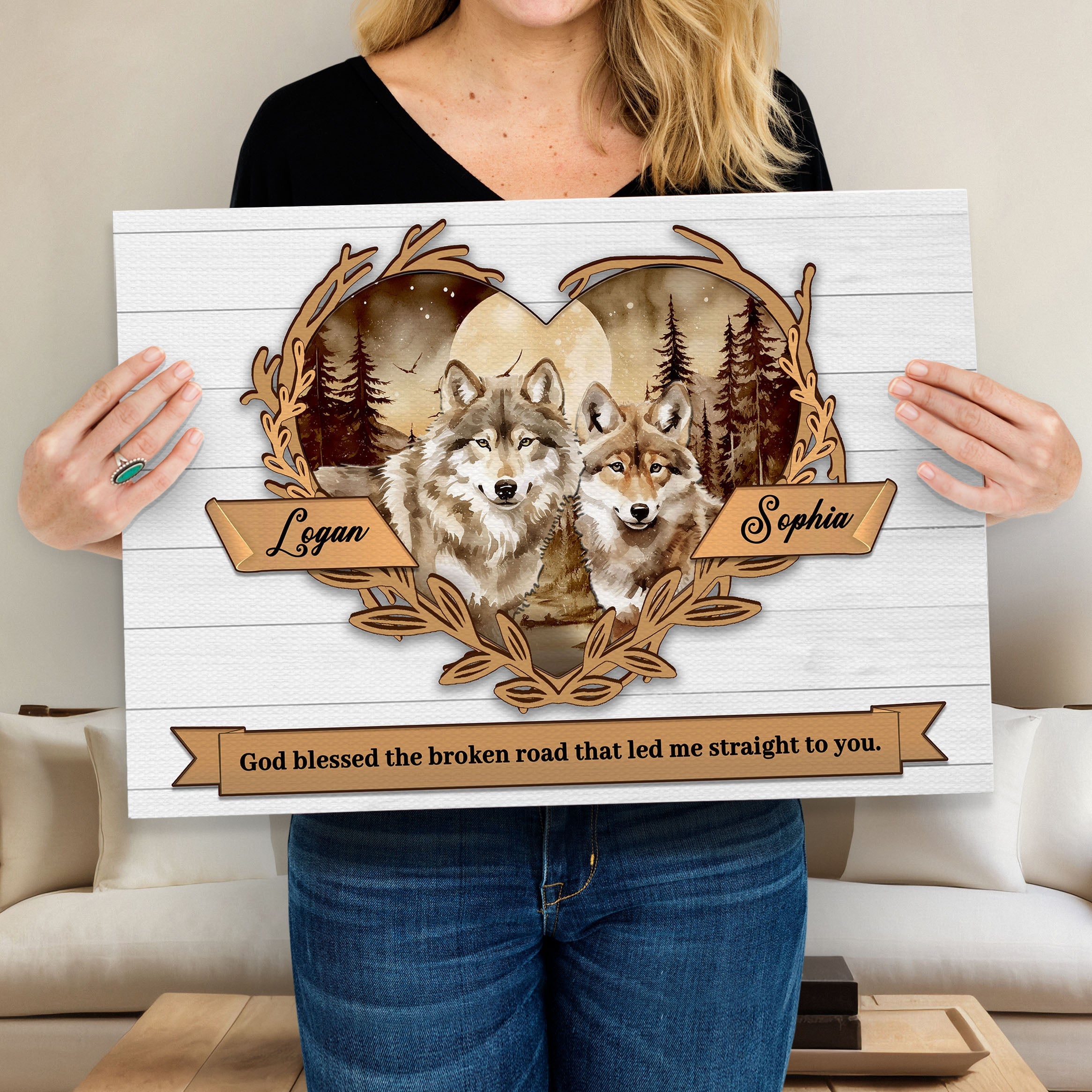 Couple Wolves Sign V on sale at MyriadMart