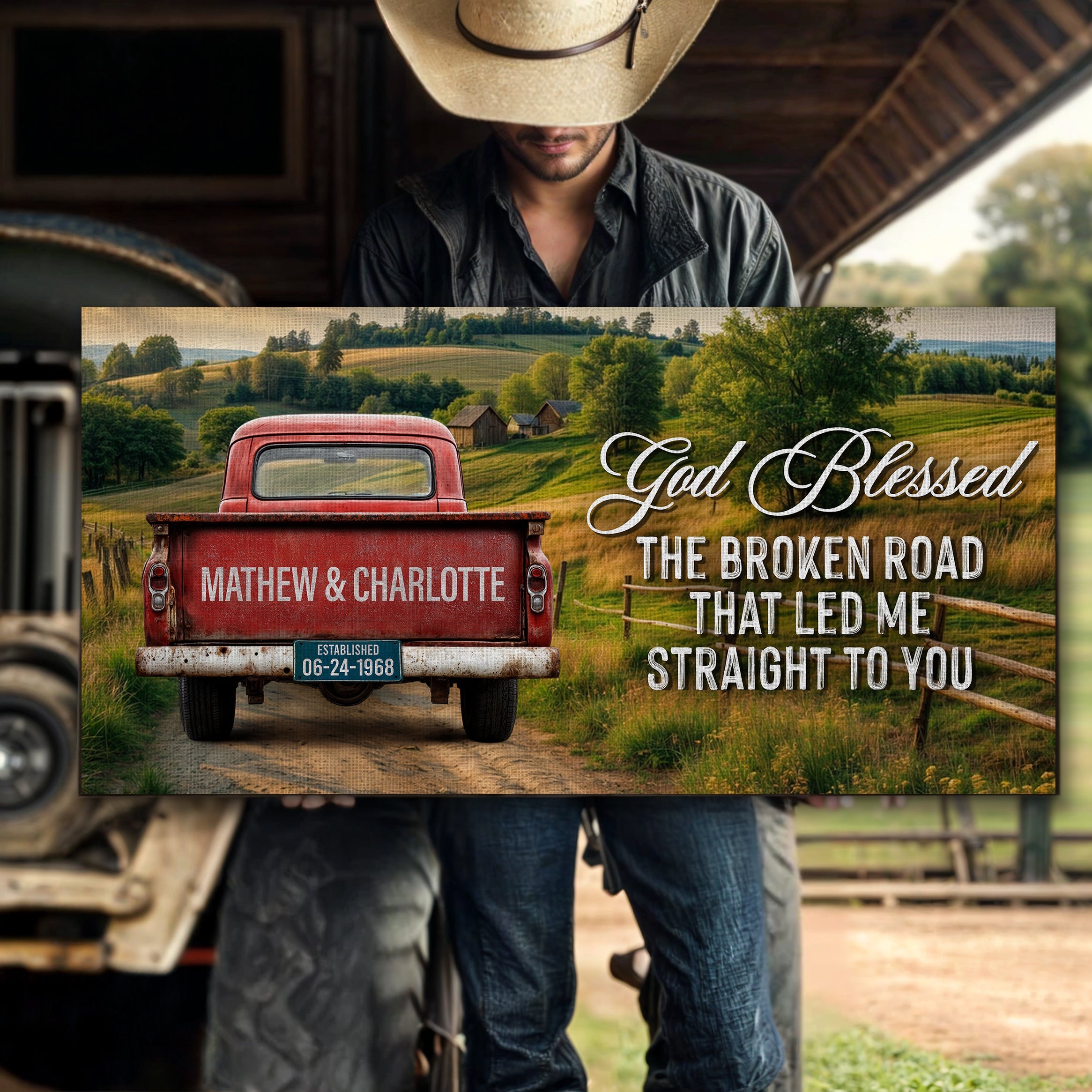 Custom Vintage Truck Couple Sign III on sale at MyriadMart