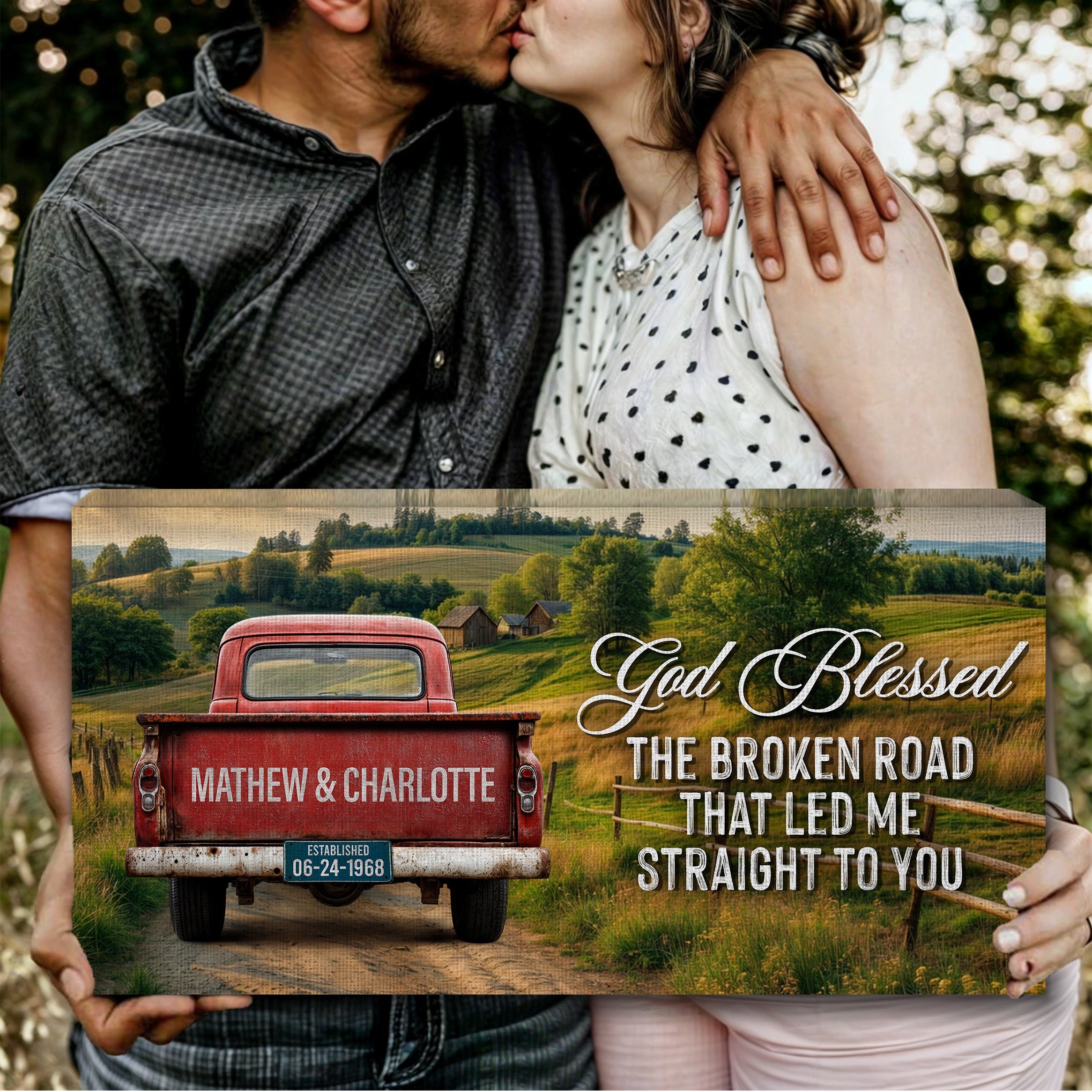 Custom Vintage Truck Couple Sign III on sale at MyriadMart