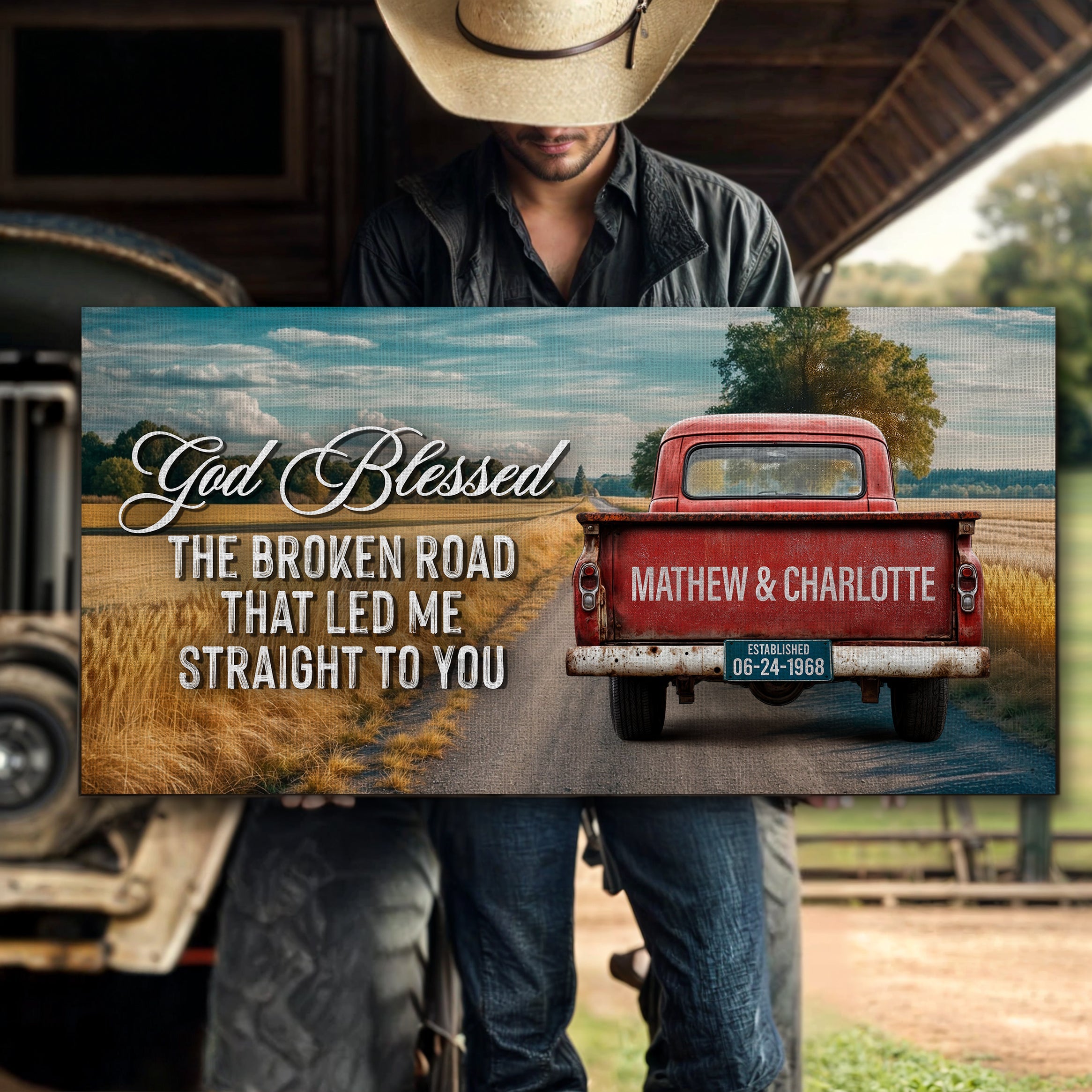 Custom Vintage Truck Couple Sign IV on sale at MyriadMart