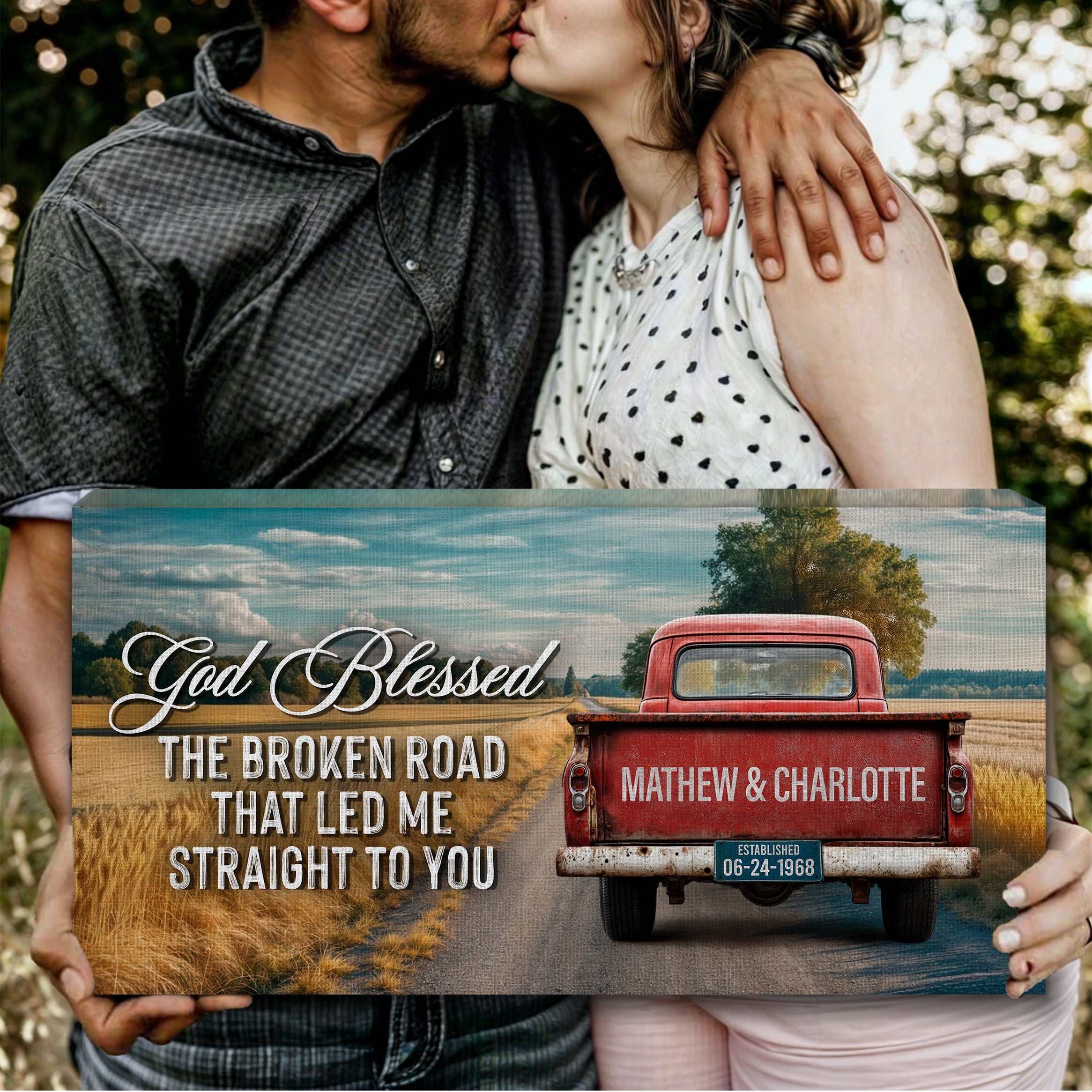 Custom Vintage Truck Couple Sign IV on sale at MyriadMart