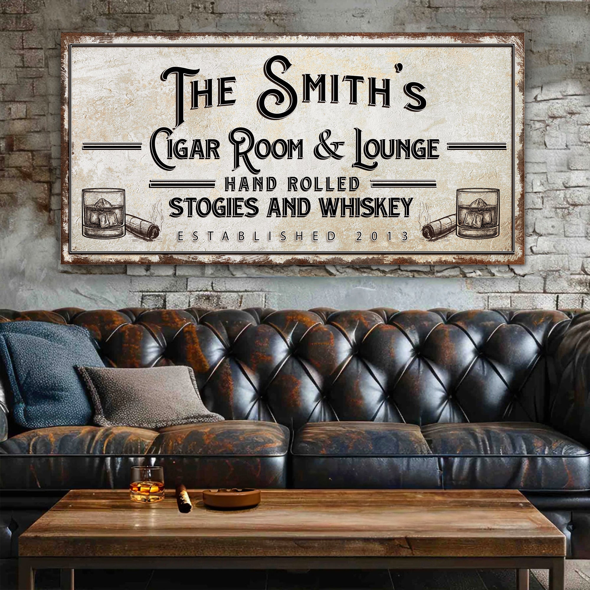 Personalized Cigar Room and Lounge Sign II on sale at MyriadMart