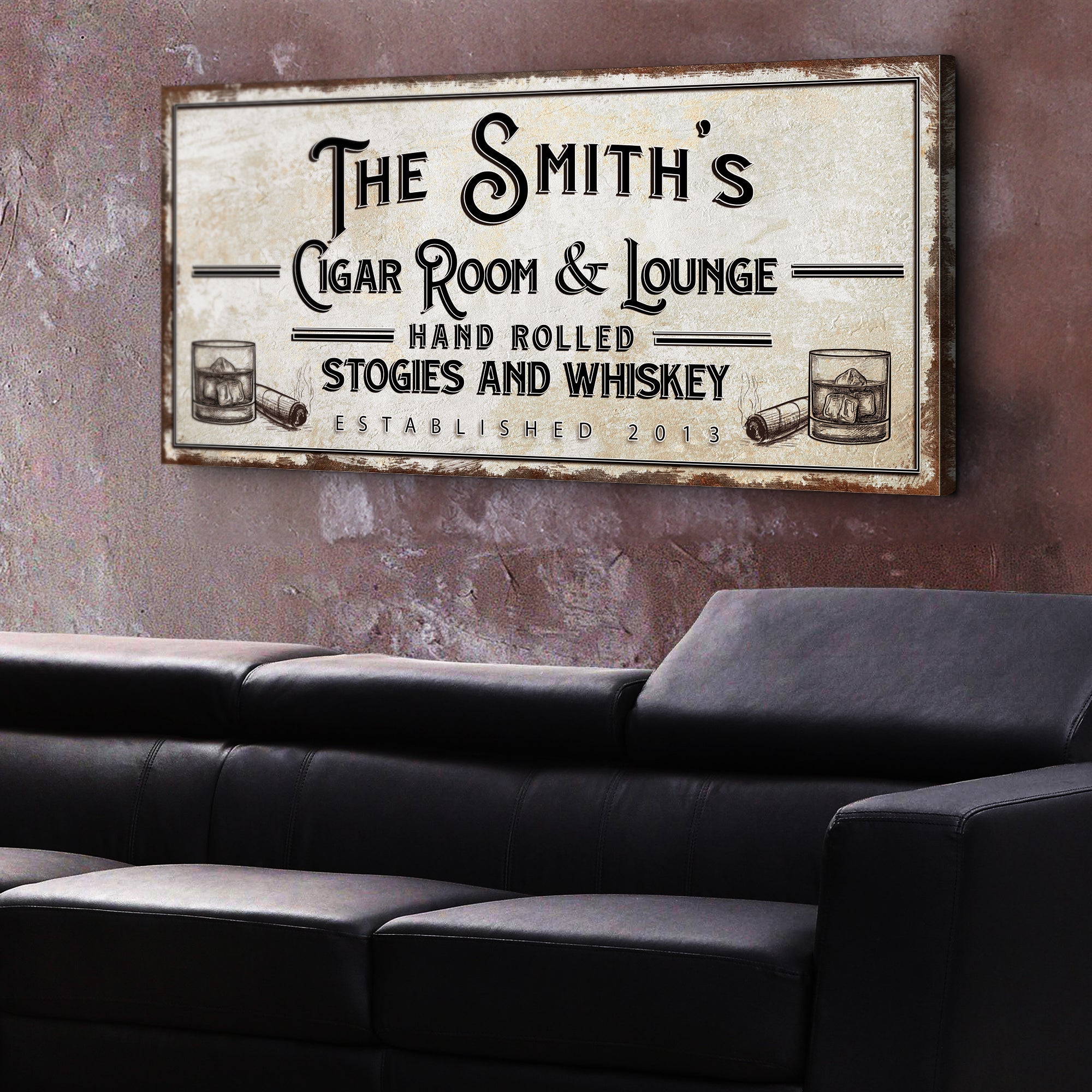 Personalized Cigar Room and Lounge Sign II on sale at MyriadMart