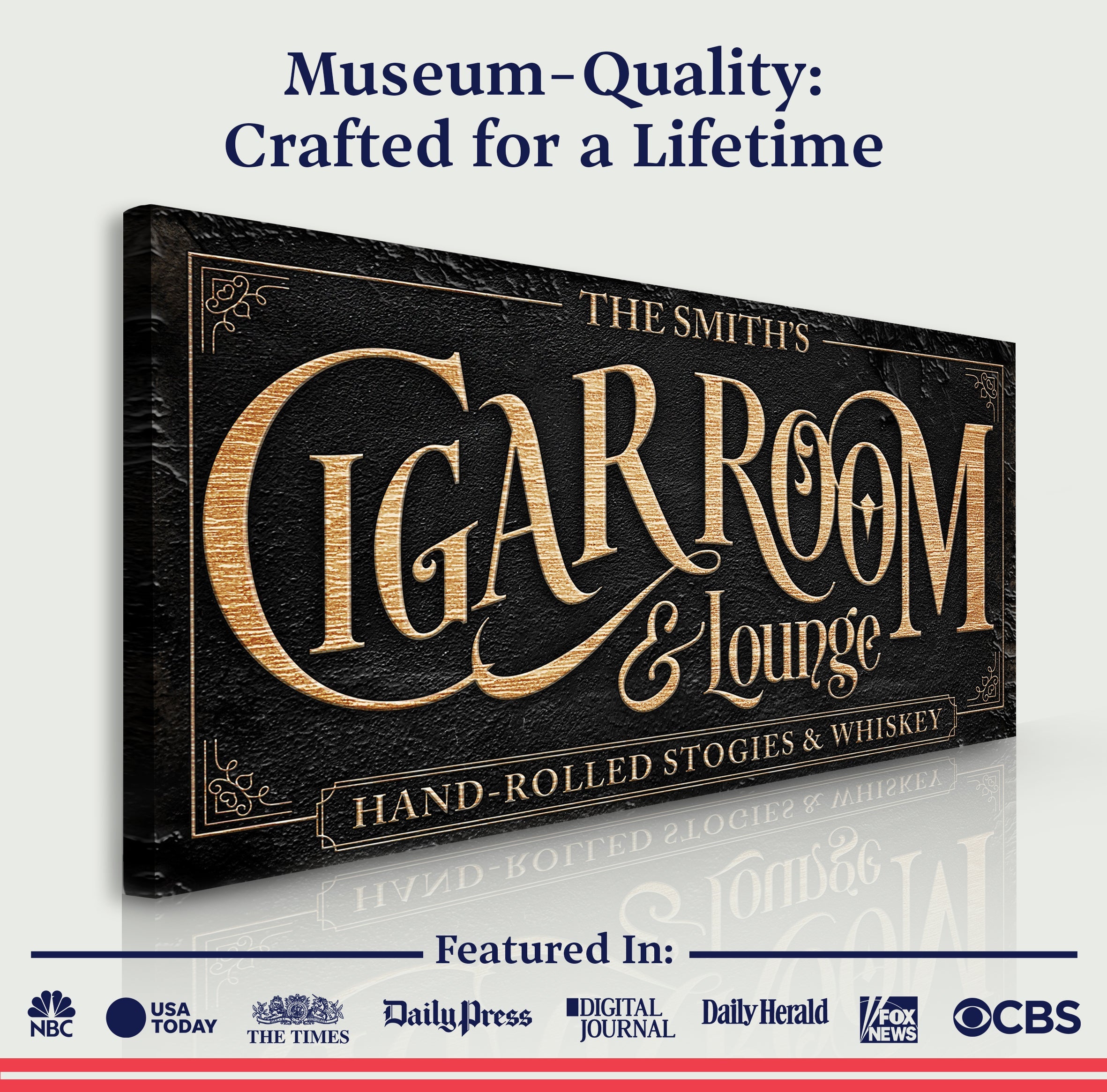 Personalized Cigar Room and Lounge Sign on sale at MyriadMart