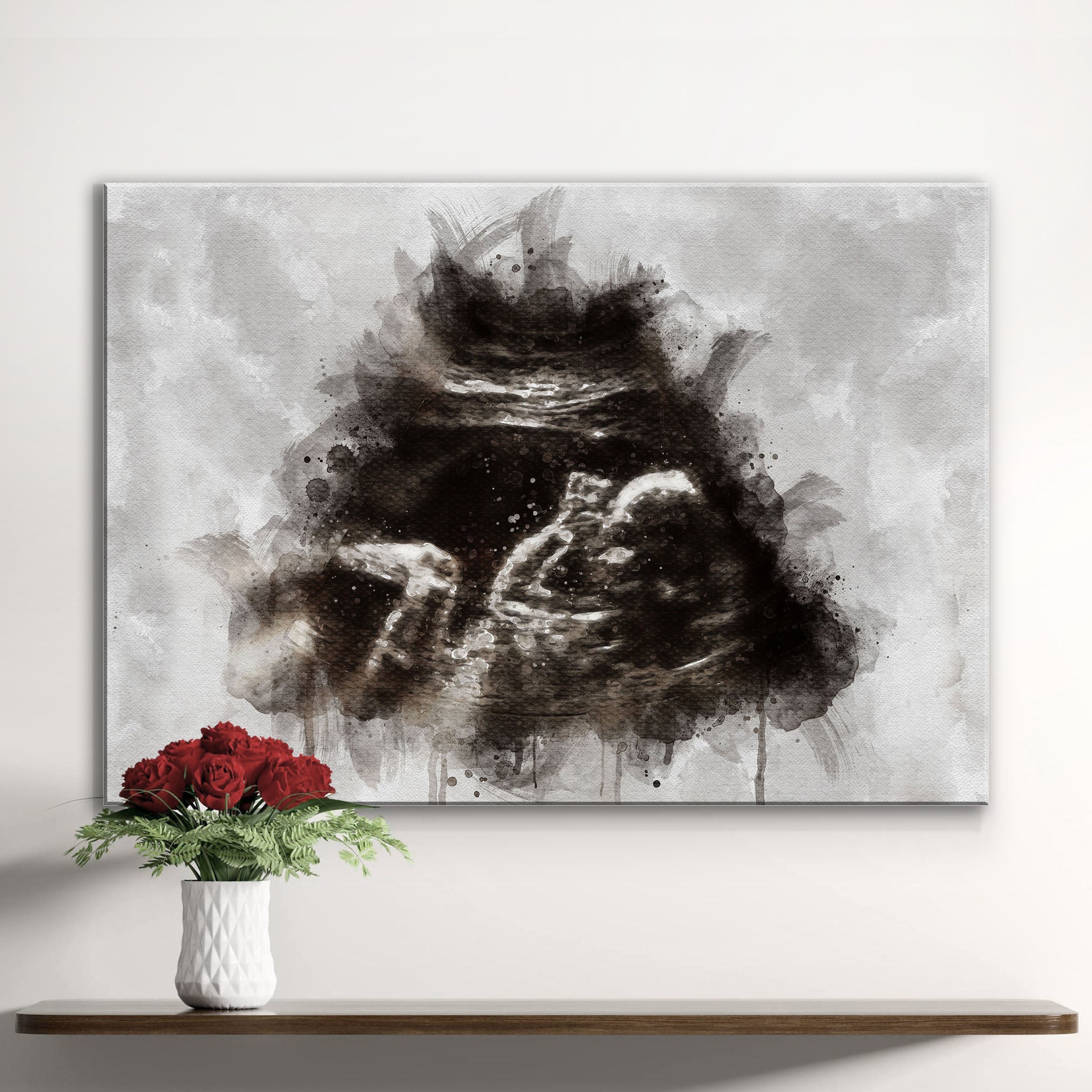 Custom Baby Ultrasound Watercolor Portrait on sale at MyriadMart
