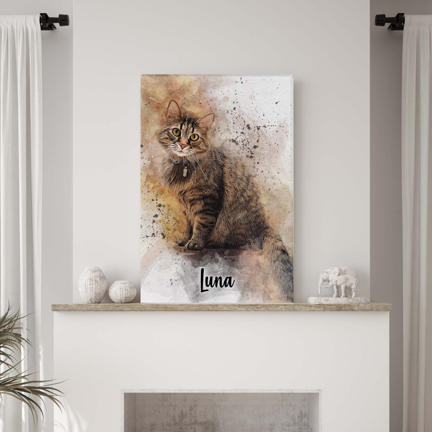 Custom Cat Watercolor Portrait on sale at MyriadMart