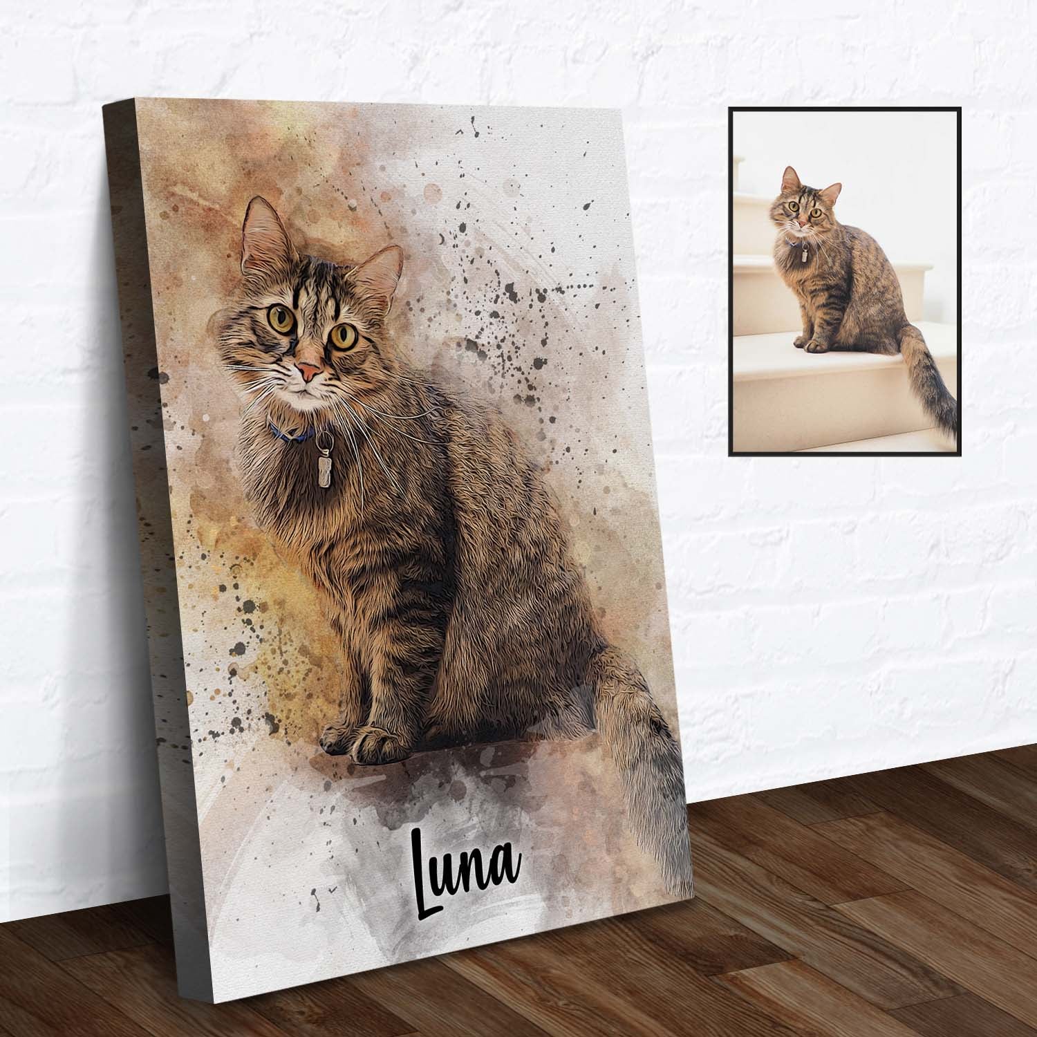 Custom Cat Watercolor Portrait on sale at MyriadMart