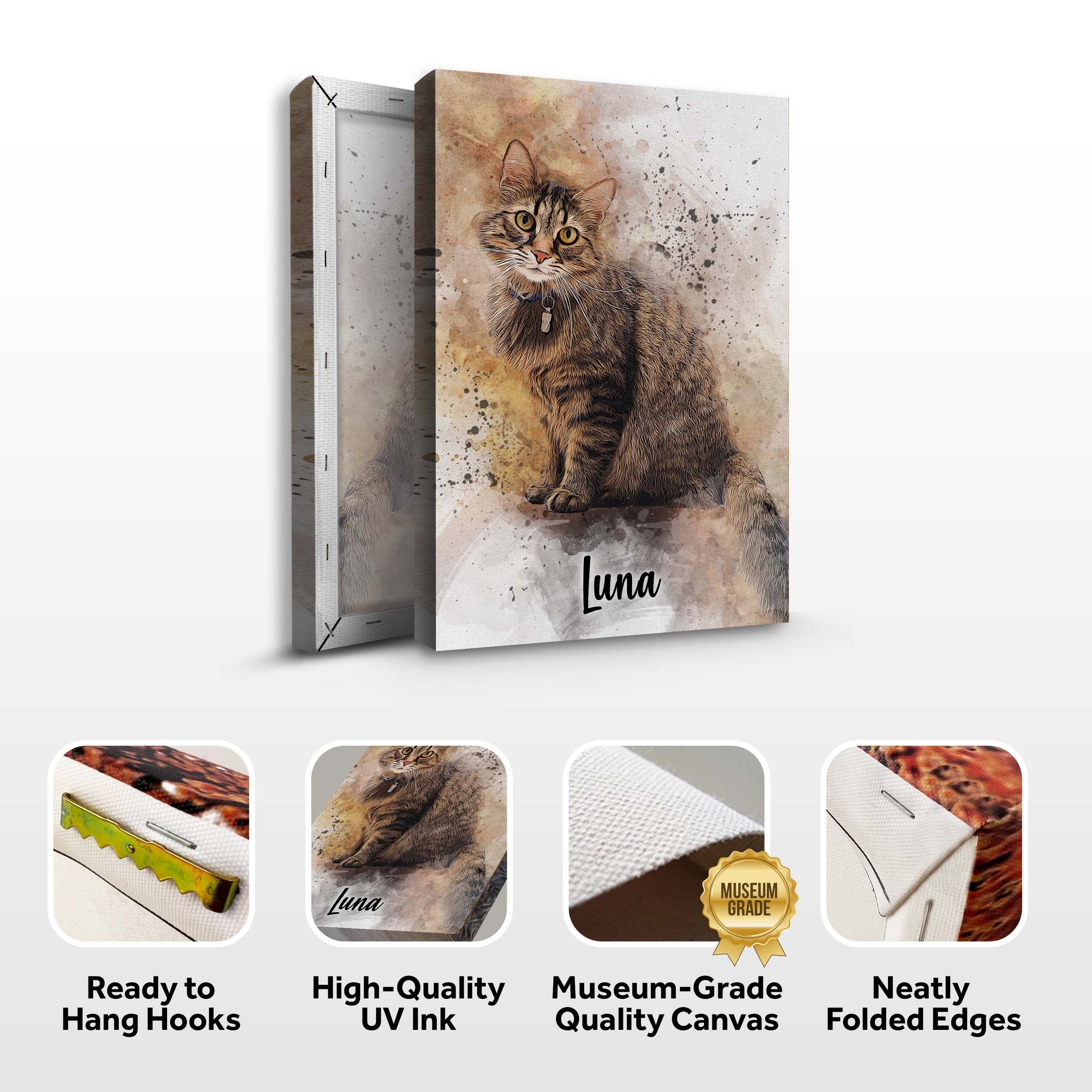 Custom Cat Watercolor Portrait on sale at MyriadMart