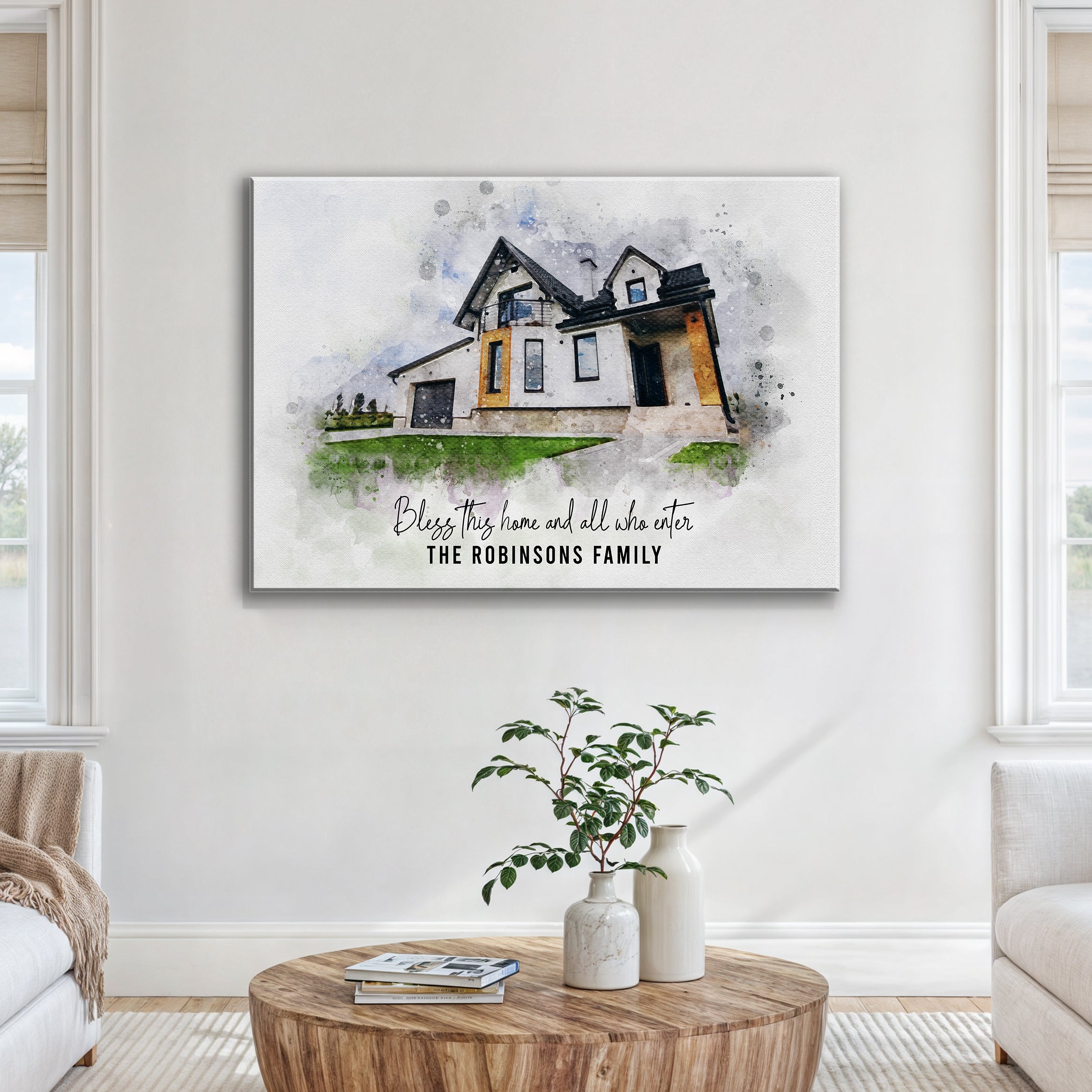 Custom House Watercolor Portrait on sale at MyriadMart