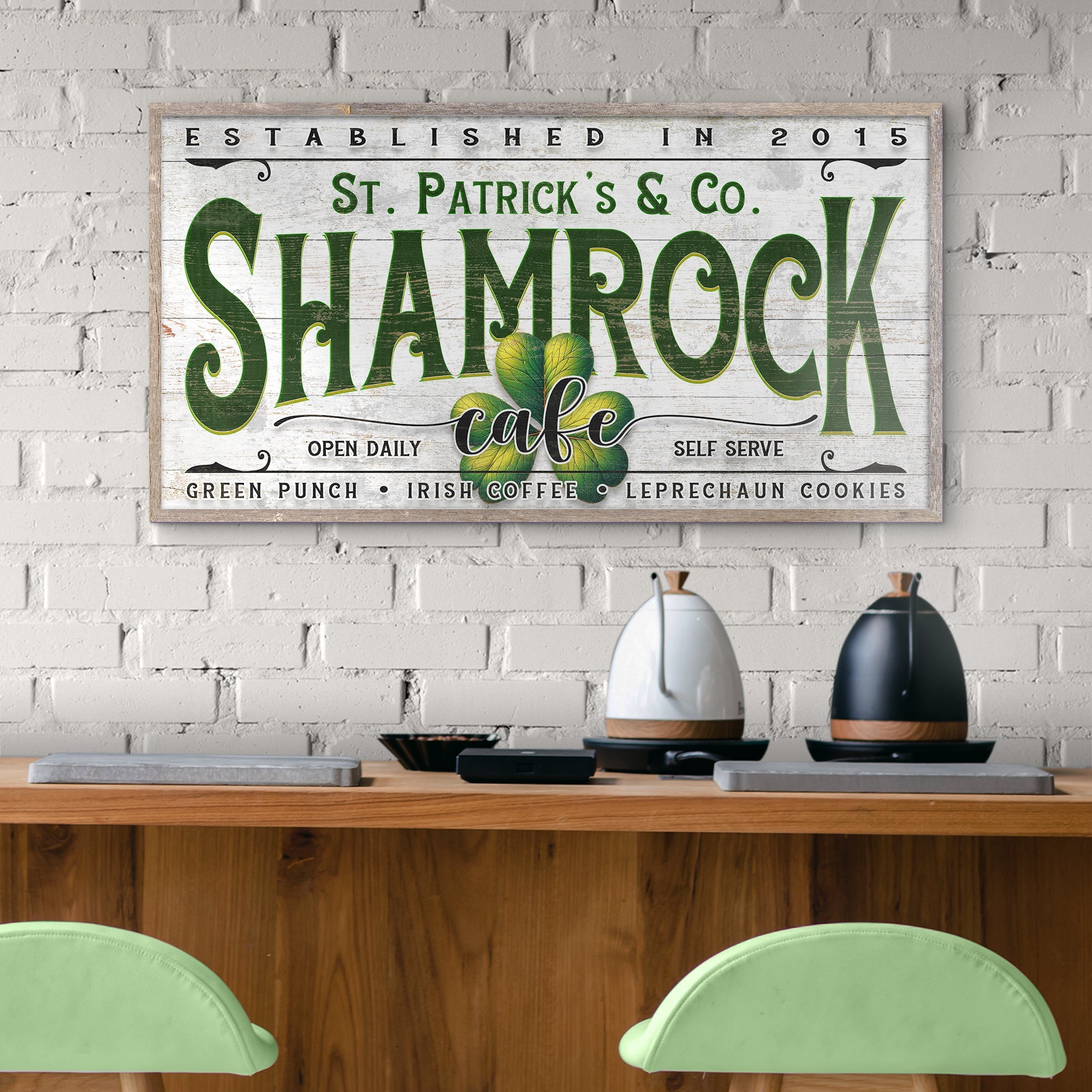 Custom Shamrock Cafe Sign on sale at MyriadMart
