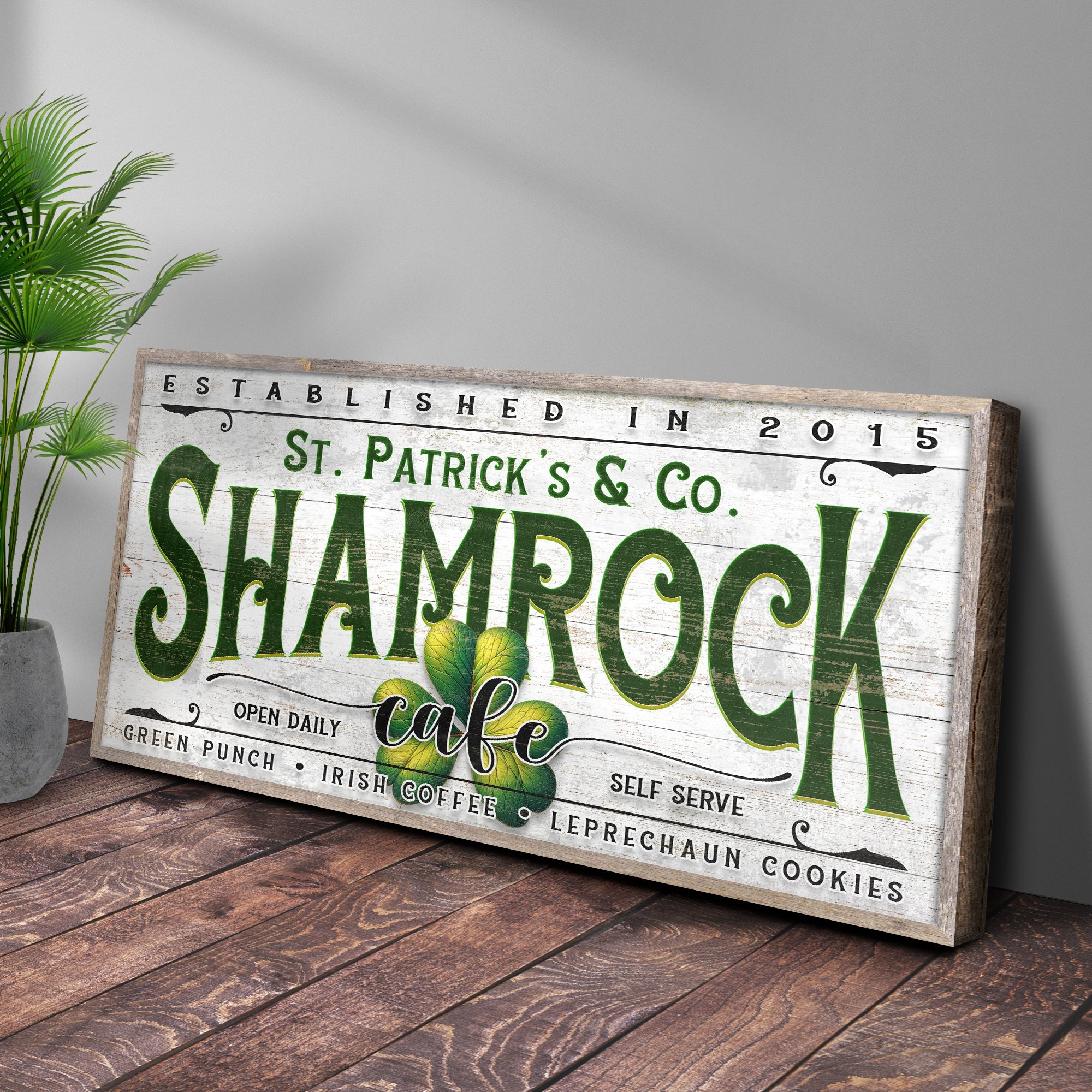 Custom Shamrock Cafe Sign on sale at MyriadMart