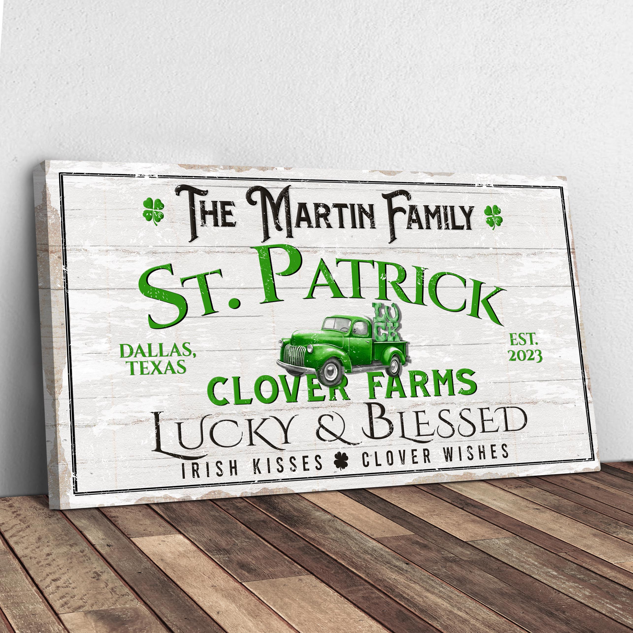 Custom St. Patrick Farmhouse Family Sign on sale at MyriadMart