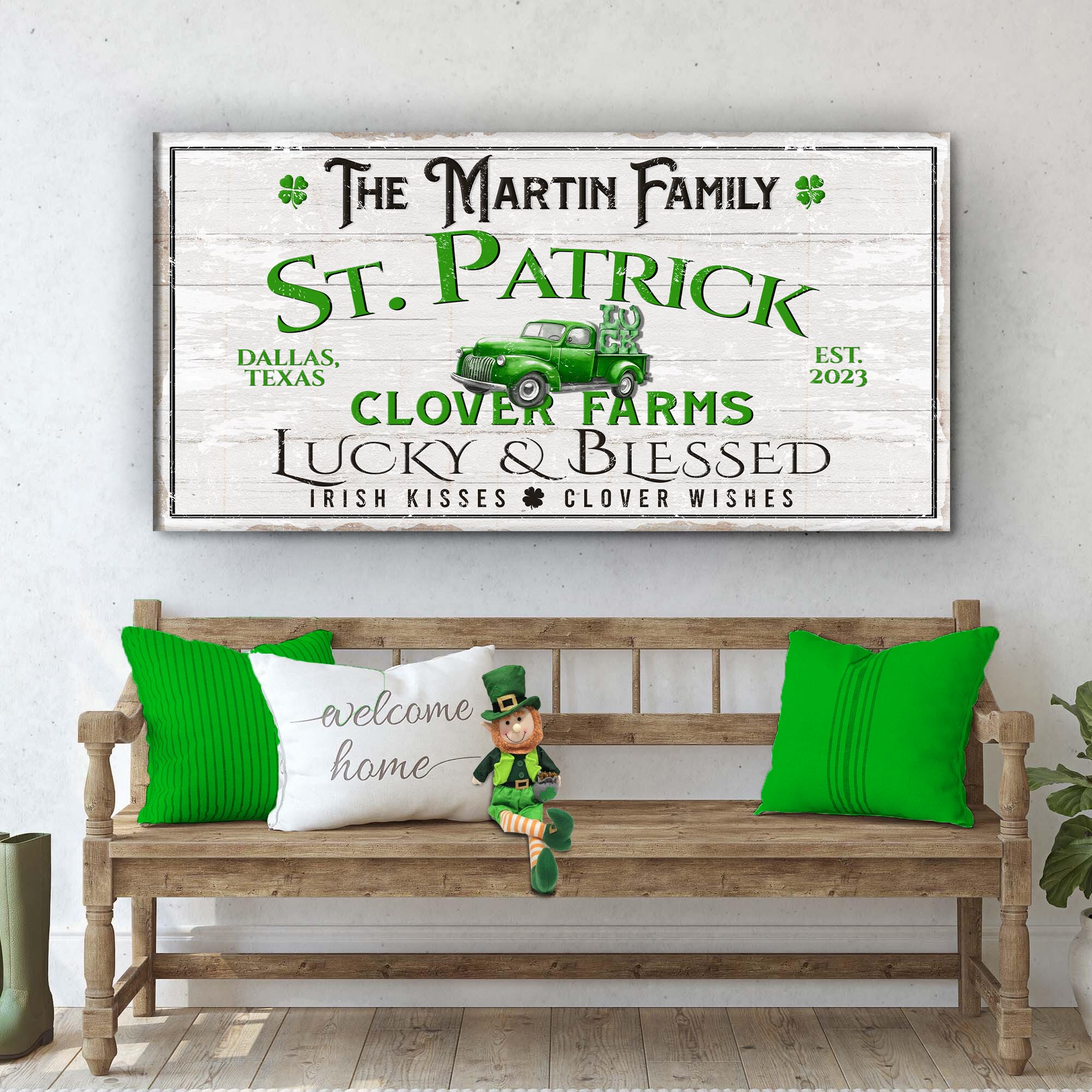 Custom St. Patrick Farmhouse Family Sign on sale at MyriadMart