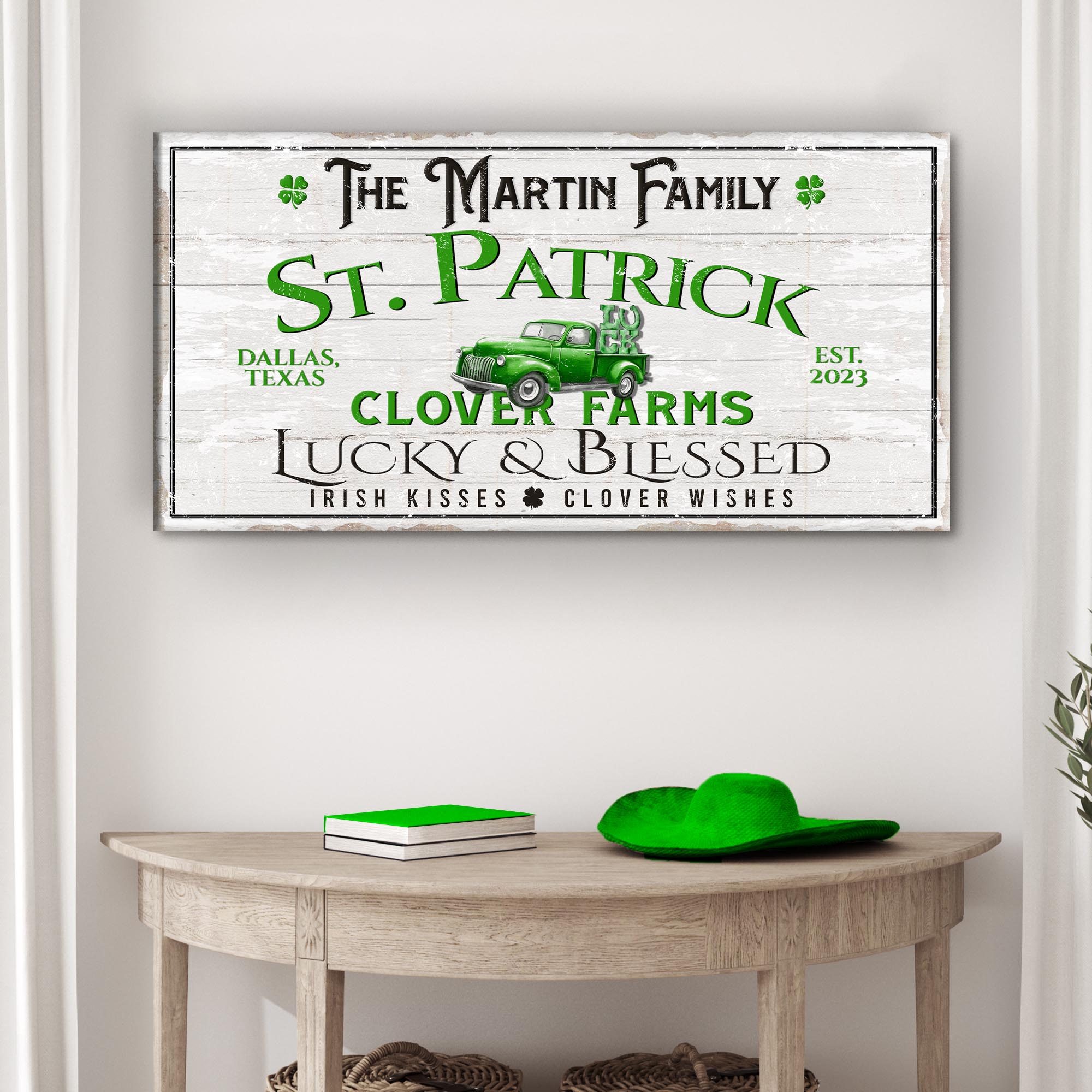 Custom St. Patrick Farmhouse Family Sign on sale at MyriadMart