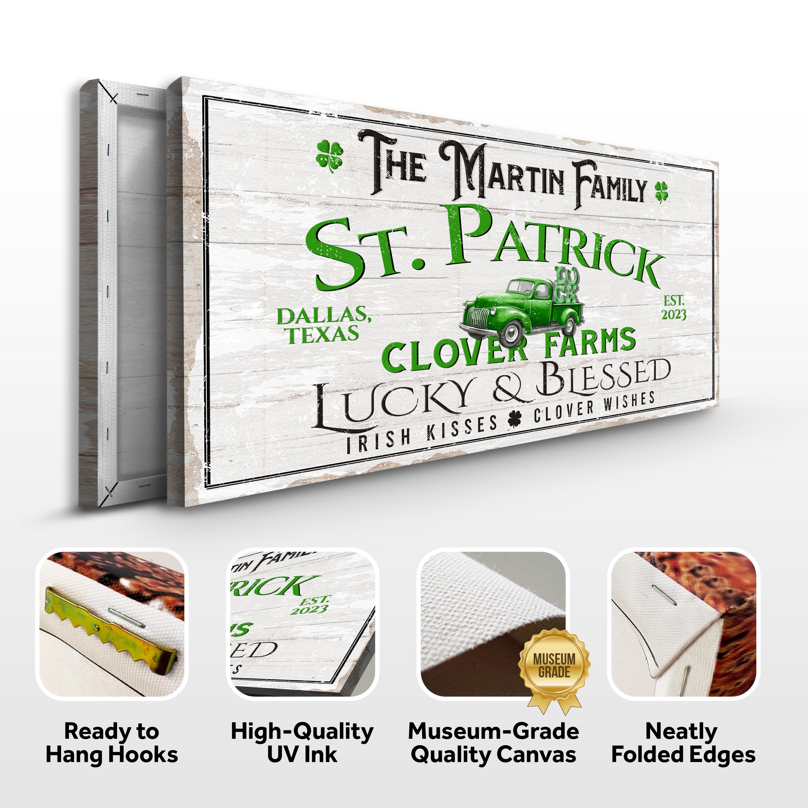 Custom St. Patrick Farmhouse Family Sign on sale at MyriadMart