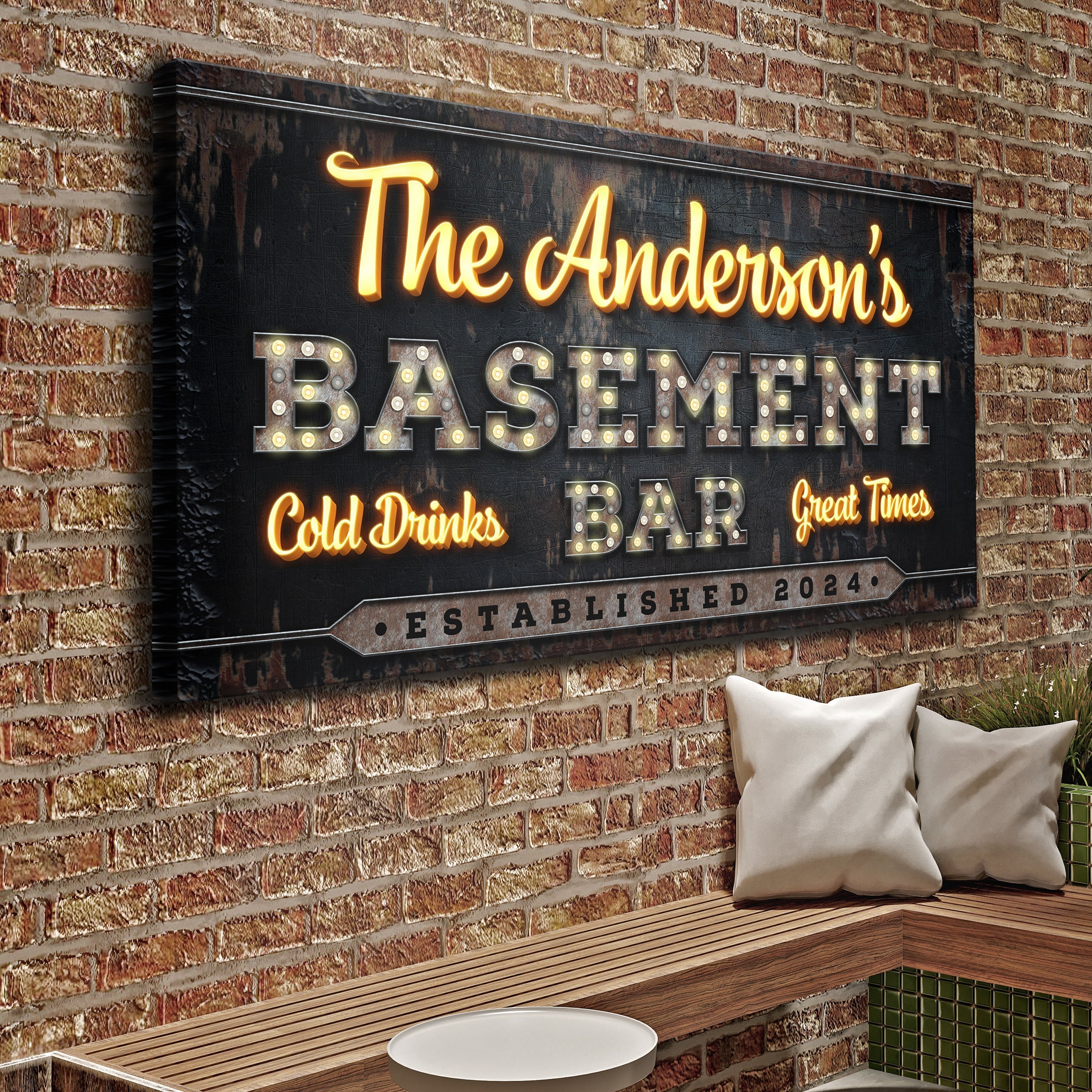 Custom Vintage Rust Basement Bar Sign III on sale at MyriadMart