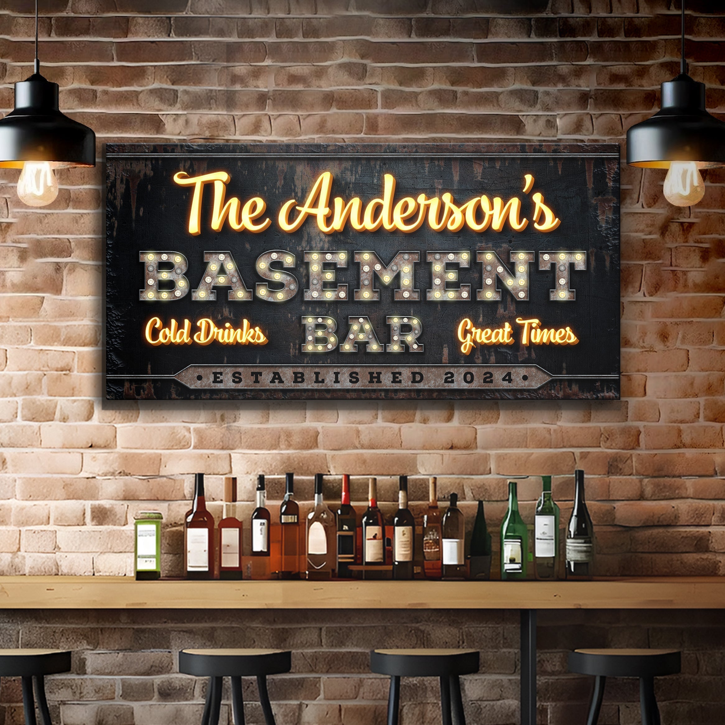 Custom Vintage Rust Basement Bar Sign III on sale at MyriadMart