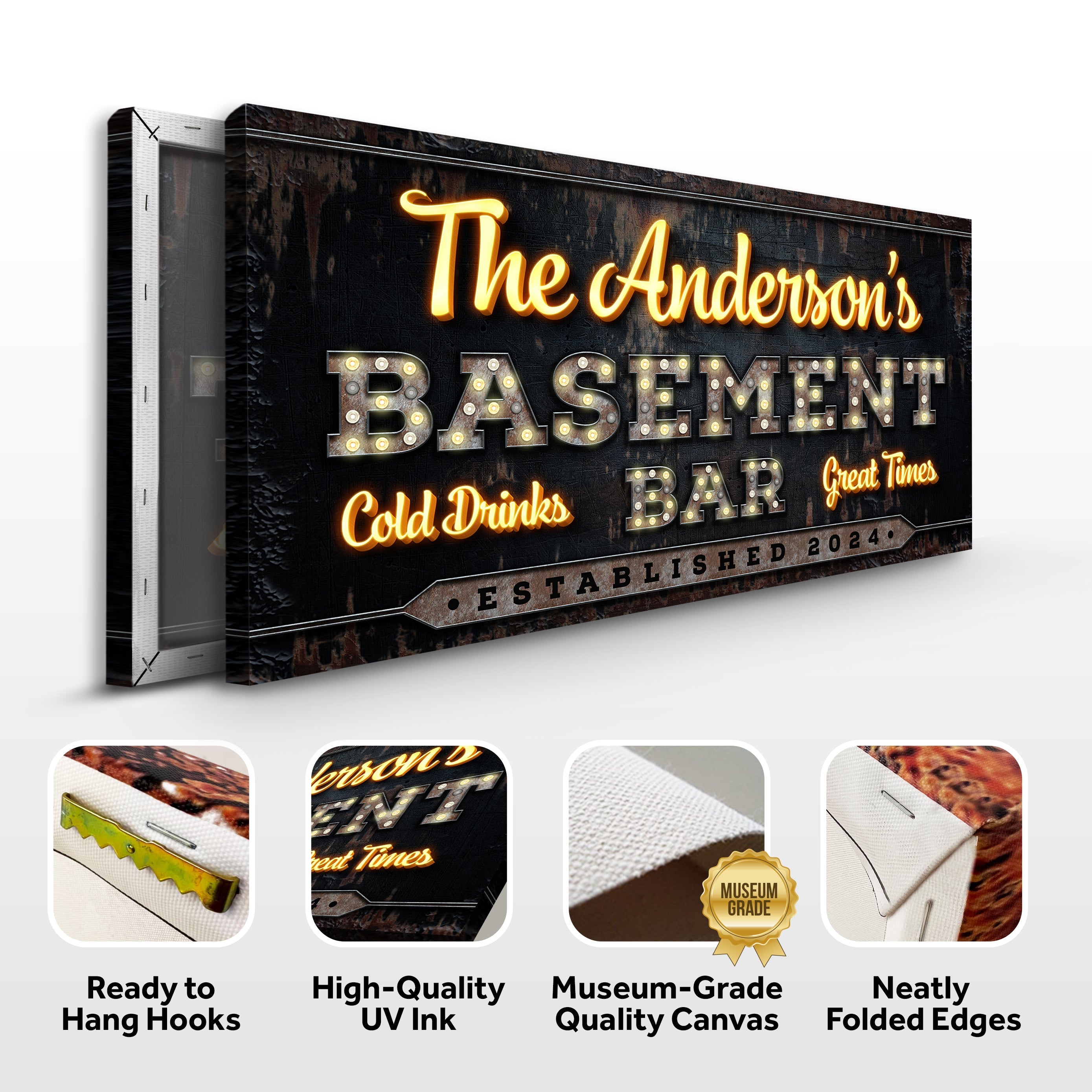 Custom Vintage Rust Basement Bar Sign III on sale at MyriadMart