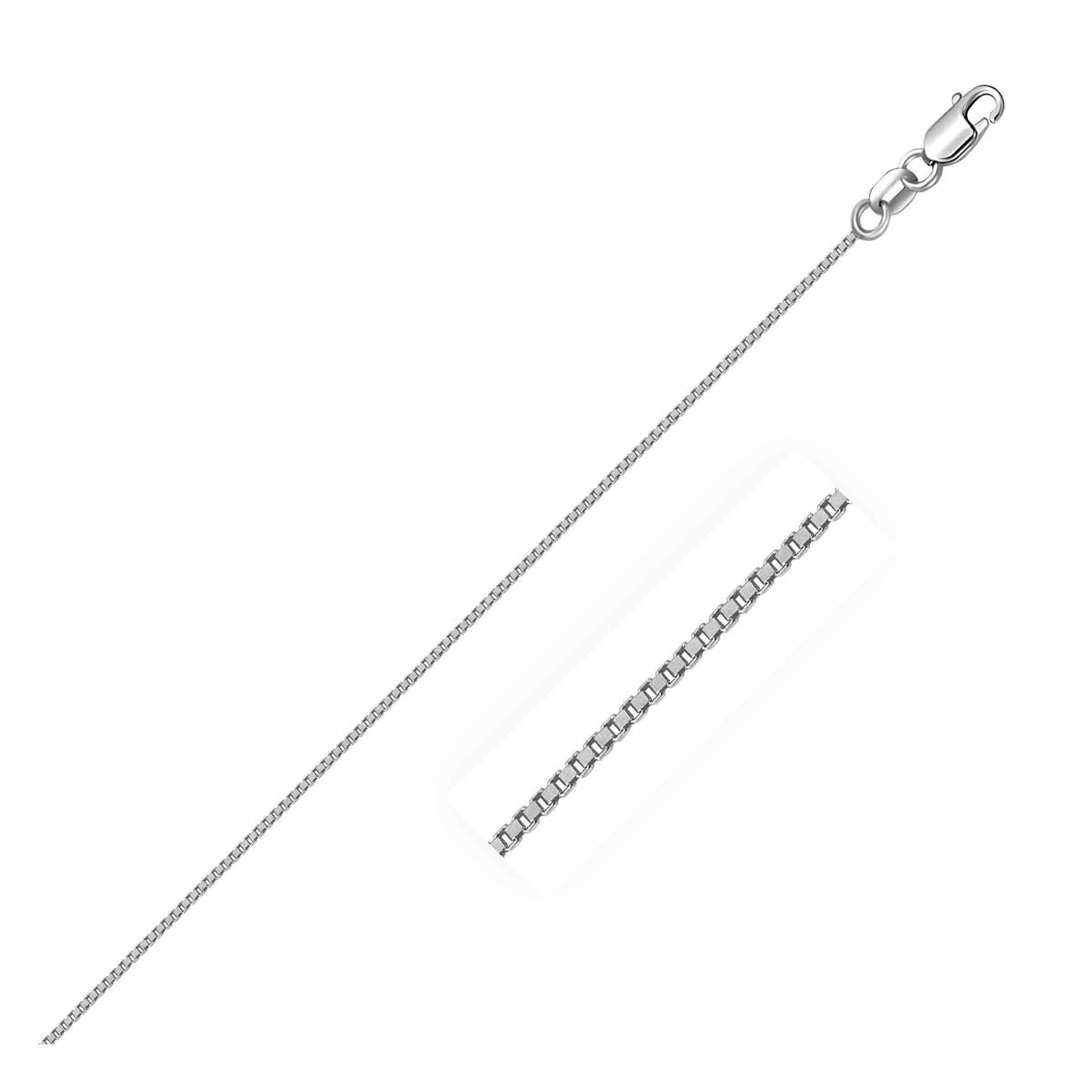 14k White Gold Classic Box Chain 0.7mm on sale at MyriadMart