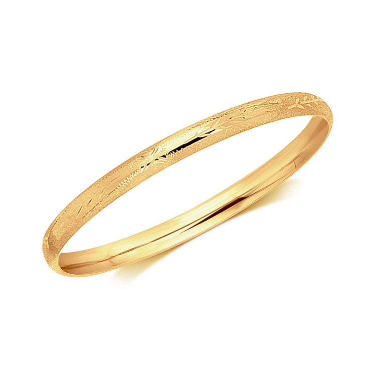 14k Yellow Gold Dome Style Children's Bangle with Diamond Cuts on sale at MyriadMart