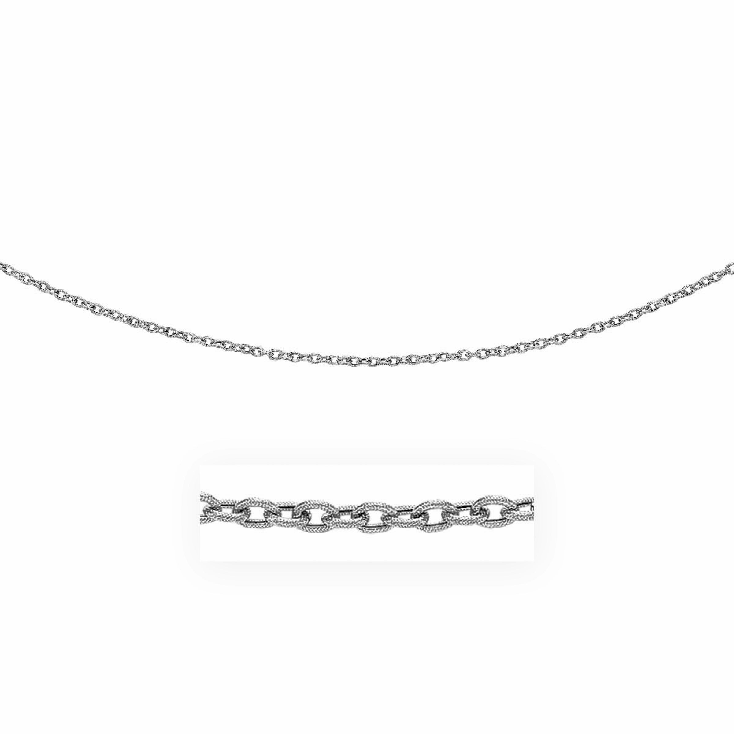 3.5mm 14k White Gold Pendant Chain with Textured Links on sale at MyriadMart