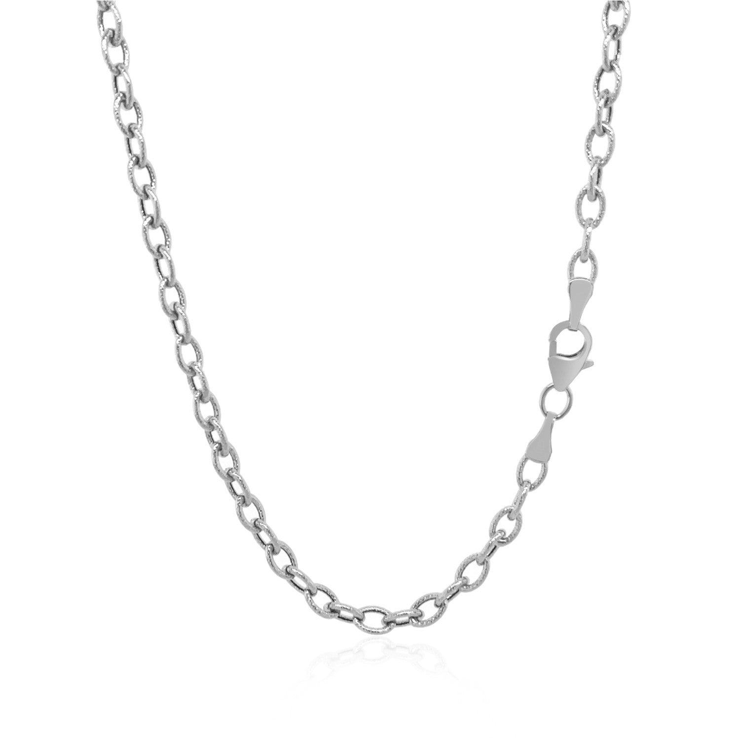 3.5mm 14k White Gold Pendant Chain with Textured Links on sale at MyriadMart