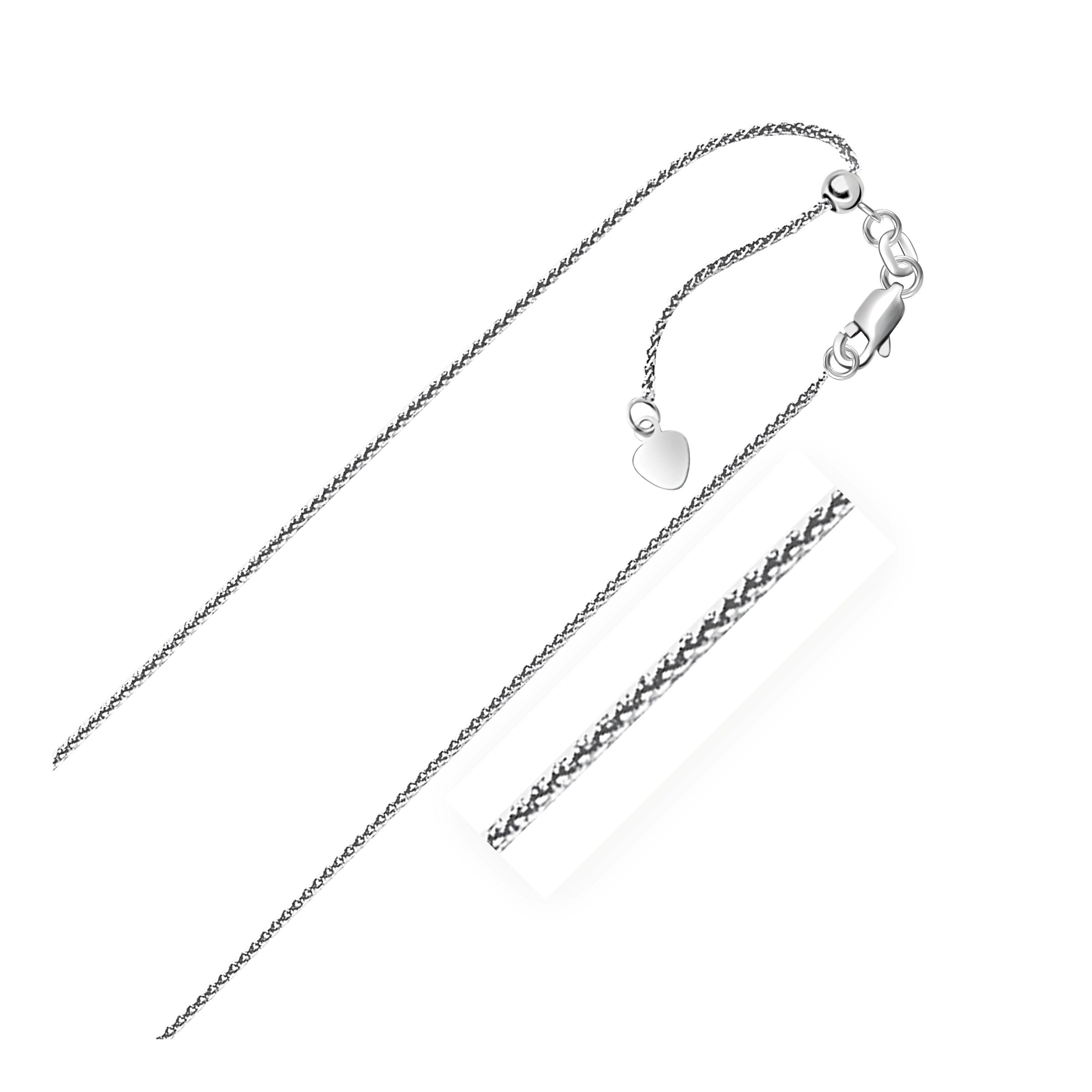 14k White Gold Adjustable Wheat Chain 1.0mm on sale at MyriadMart
