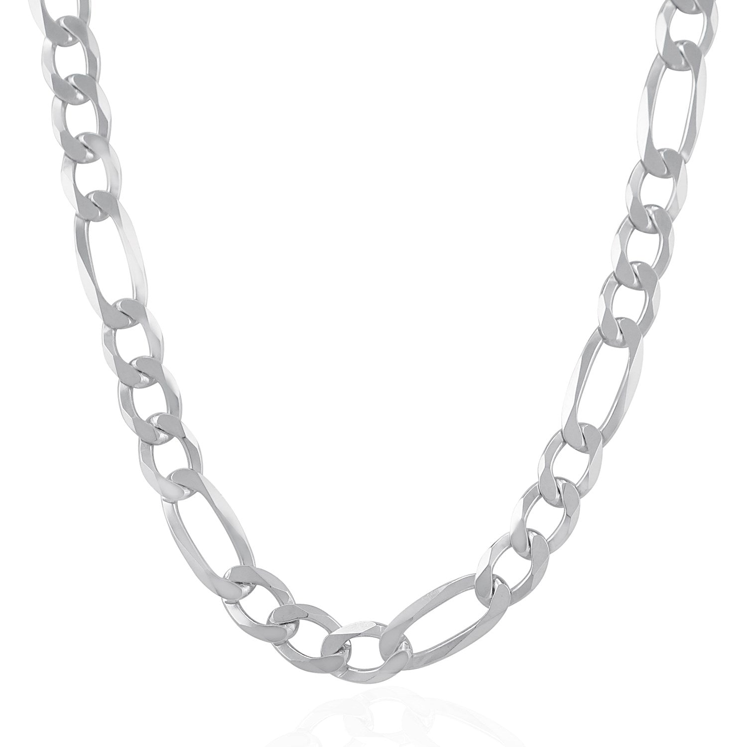 Rhodium Plated 8.8mm Sterling Silver Figaro Style Chain on sale at MyriadMart