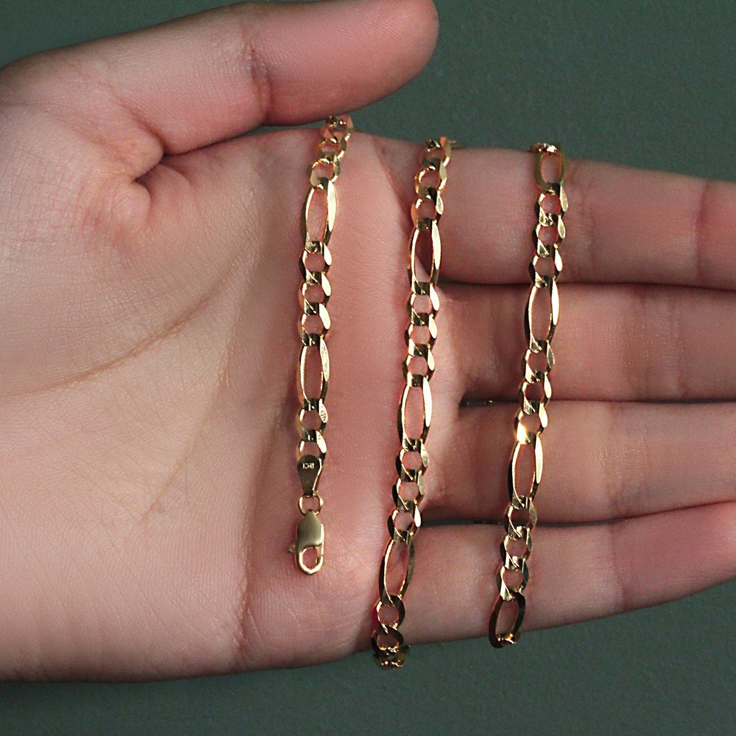 10K Yellow Gold Solid Figaro Chain 4.50 mm on sale at MyriadMart