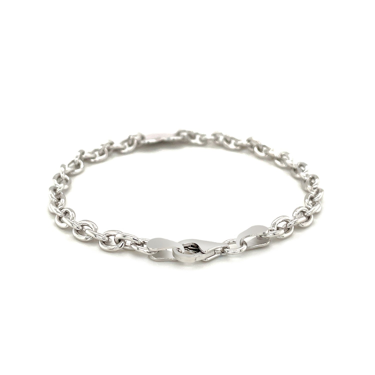 Sterling Silver Rhodium Plated Chain Bracelet with a Flat Heart Station on sale at MyriadMart