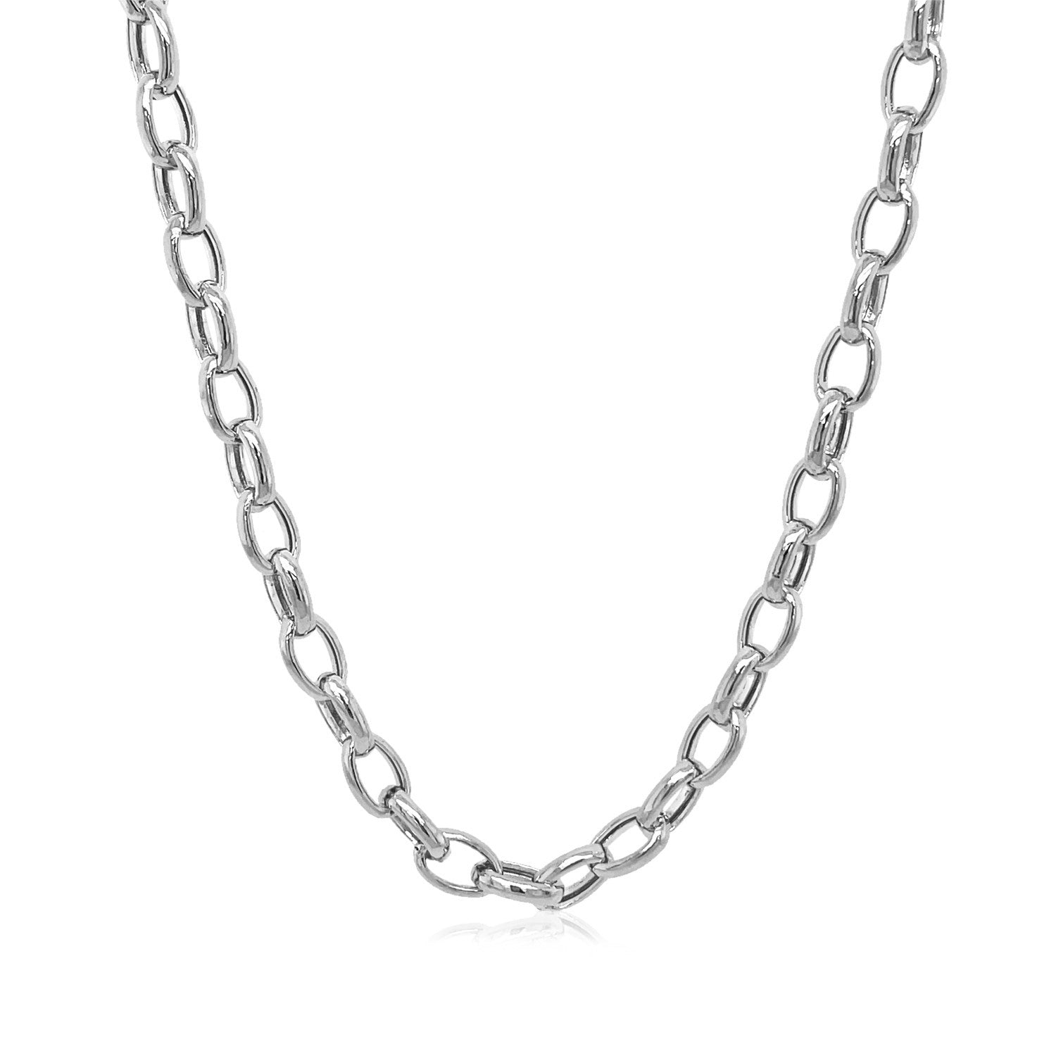 4.6mm 14k White Gold Oval Rolo Chain on sale at MyriadMart