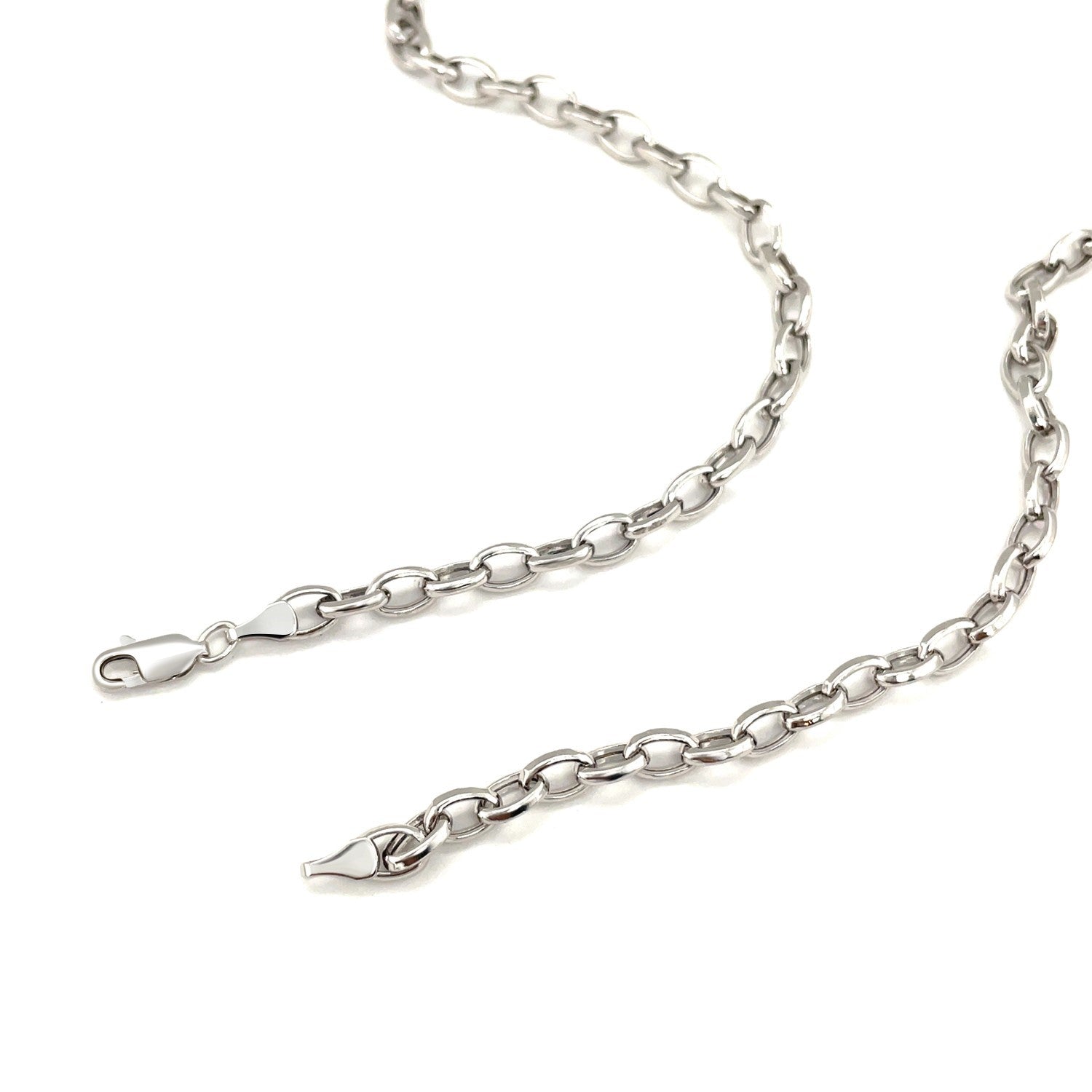 4.6mm 14k White Gold Oval Rolo Chain on sale at MyriadMart