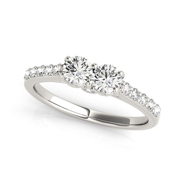14k White Gold Round Two Stone Diamond Ring 3/4 cttw on sale at MyriadMart