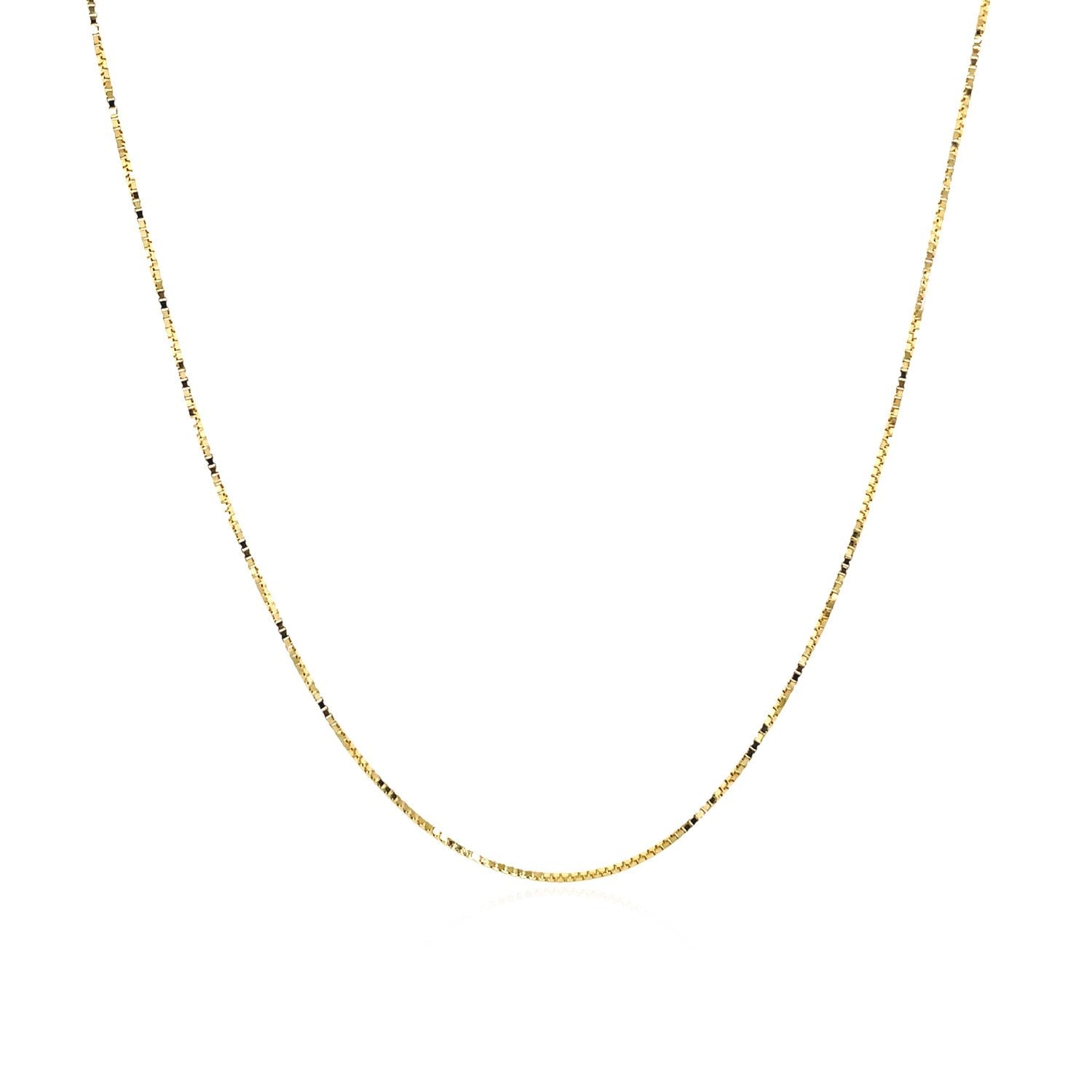 14k Yellow Gold Classic Box Chain 0.6mm on sale at MyriadMart