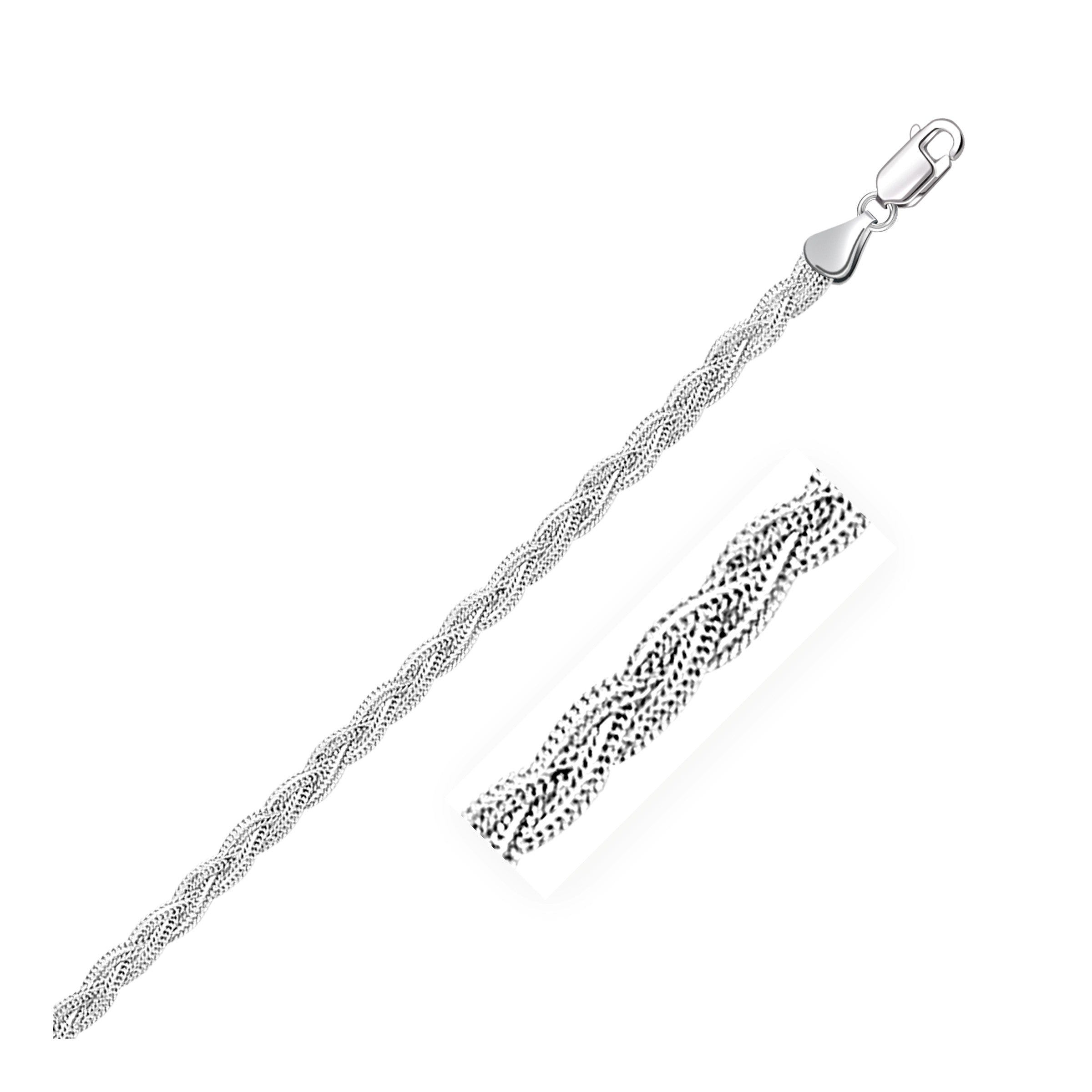 3.5mm 14k White Gold Braided Bracelet on sale at MyriadMart
