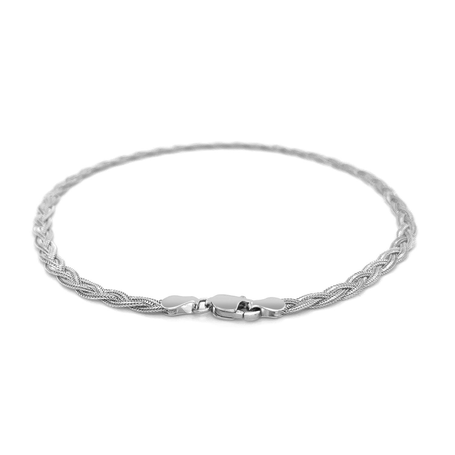 3.5mm 14k White Gold Braided Bracelet on sale at MyriadMart