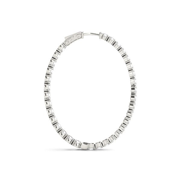 Oval Shape Two Sided Diamond Hoop Earrings in 14k White Gold 2 cttw on sale at MyriadMart