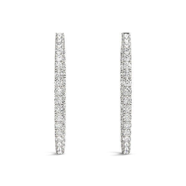 Oval Shape Two Sided Diamond Hoop Earrings in 14k White Gold 2 cttw on sale at MyriadMart
