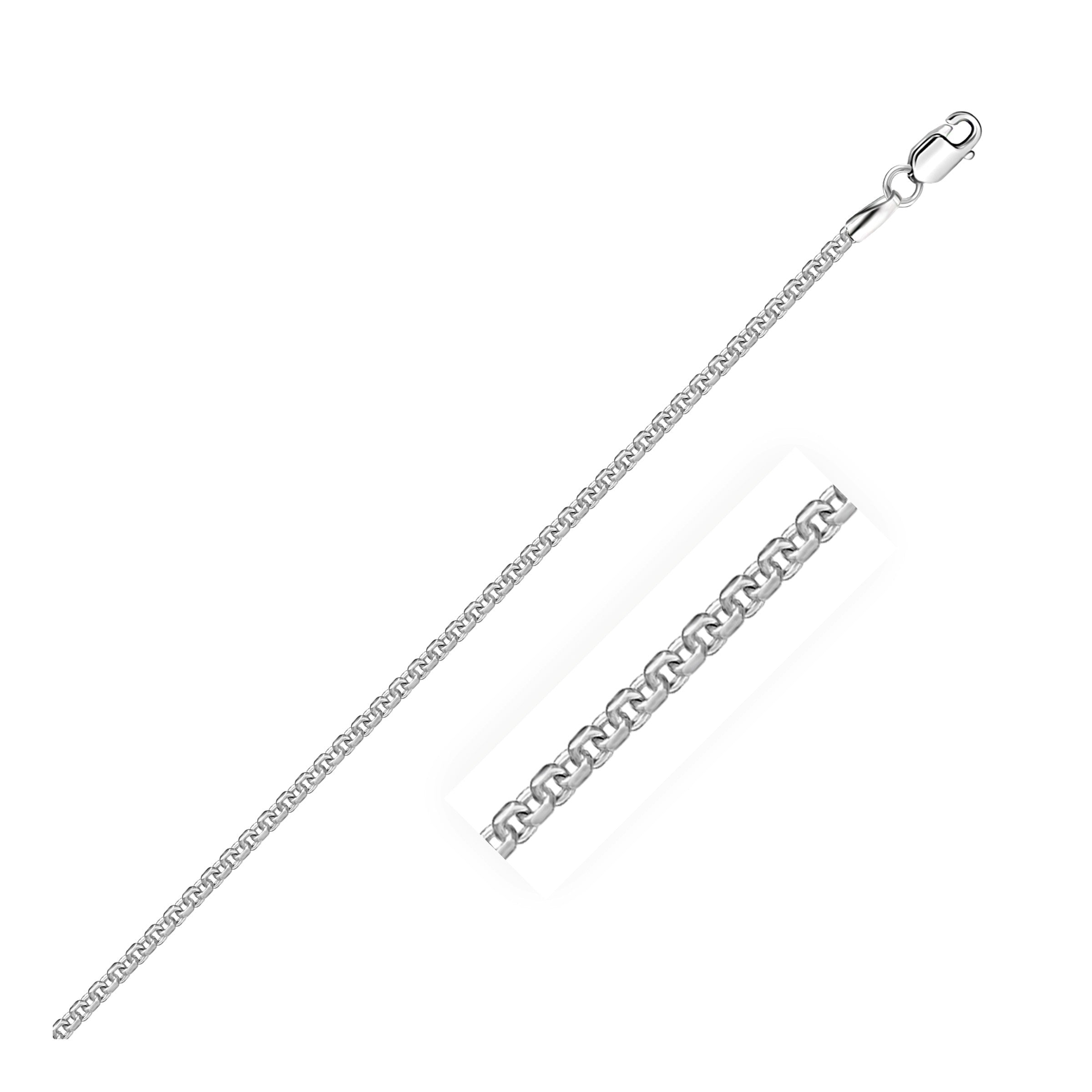 14k White Gold Round Box Chain 1.7mm on sale at MyriadMart