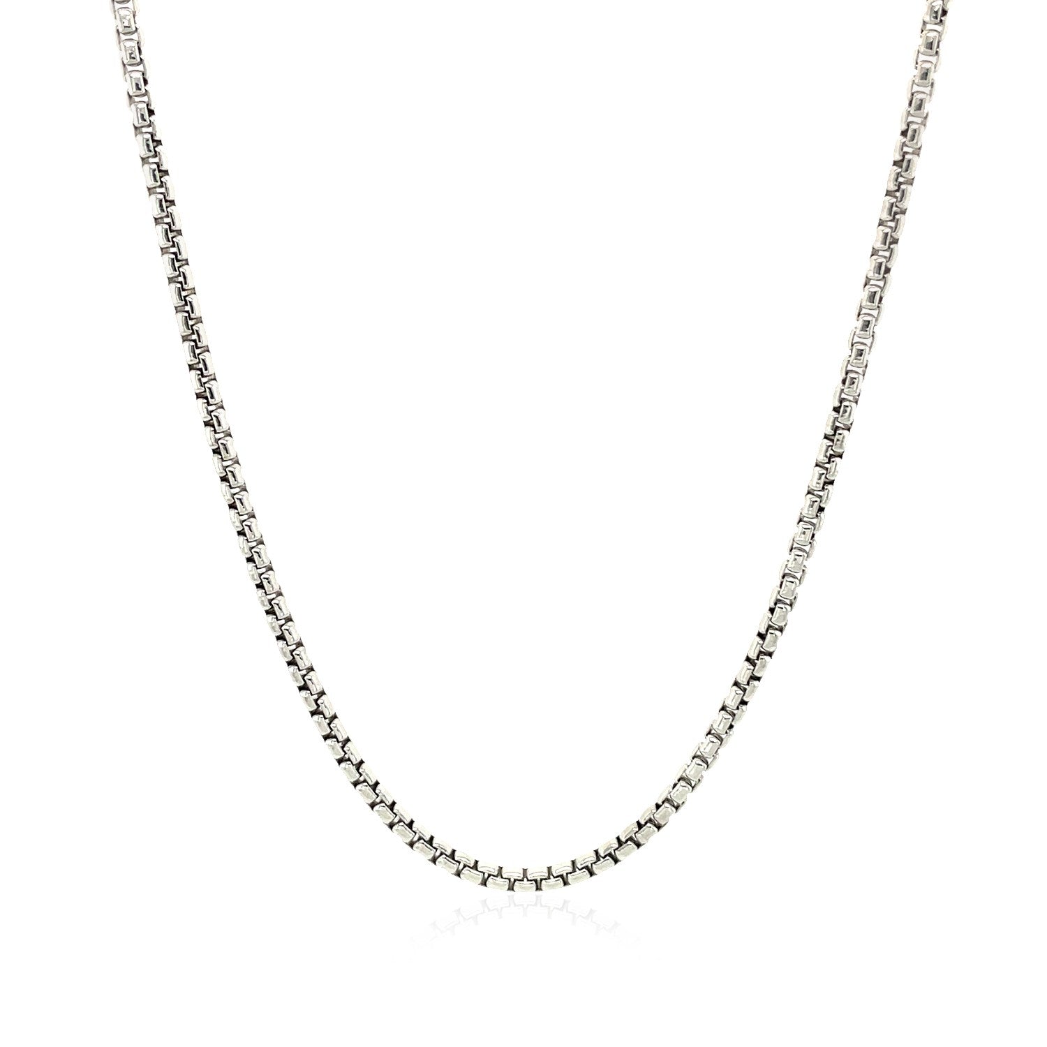 14k White Gold Round Box Chain 1.7mm on sale at MyriadMart
